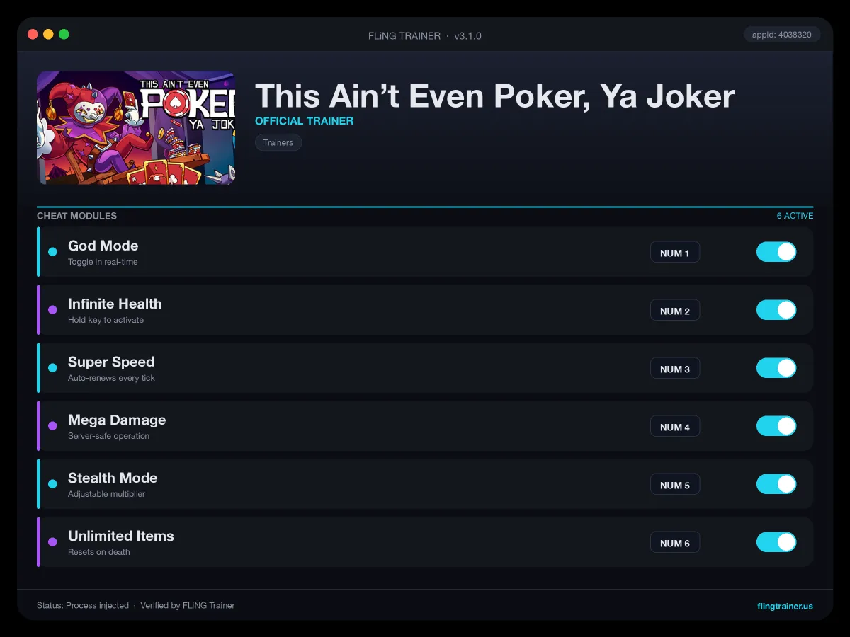This Ain’t Even Poker, Ya Joker Trainer interface