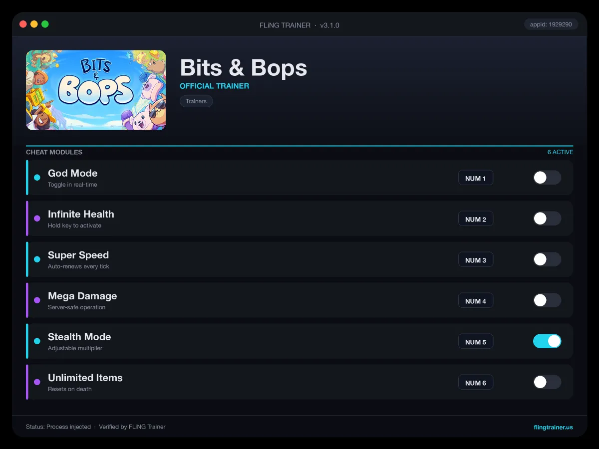 Bits & Bops Trainer interface