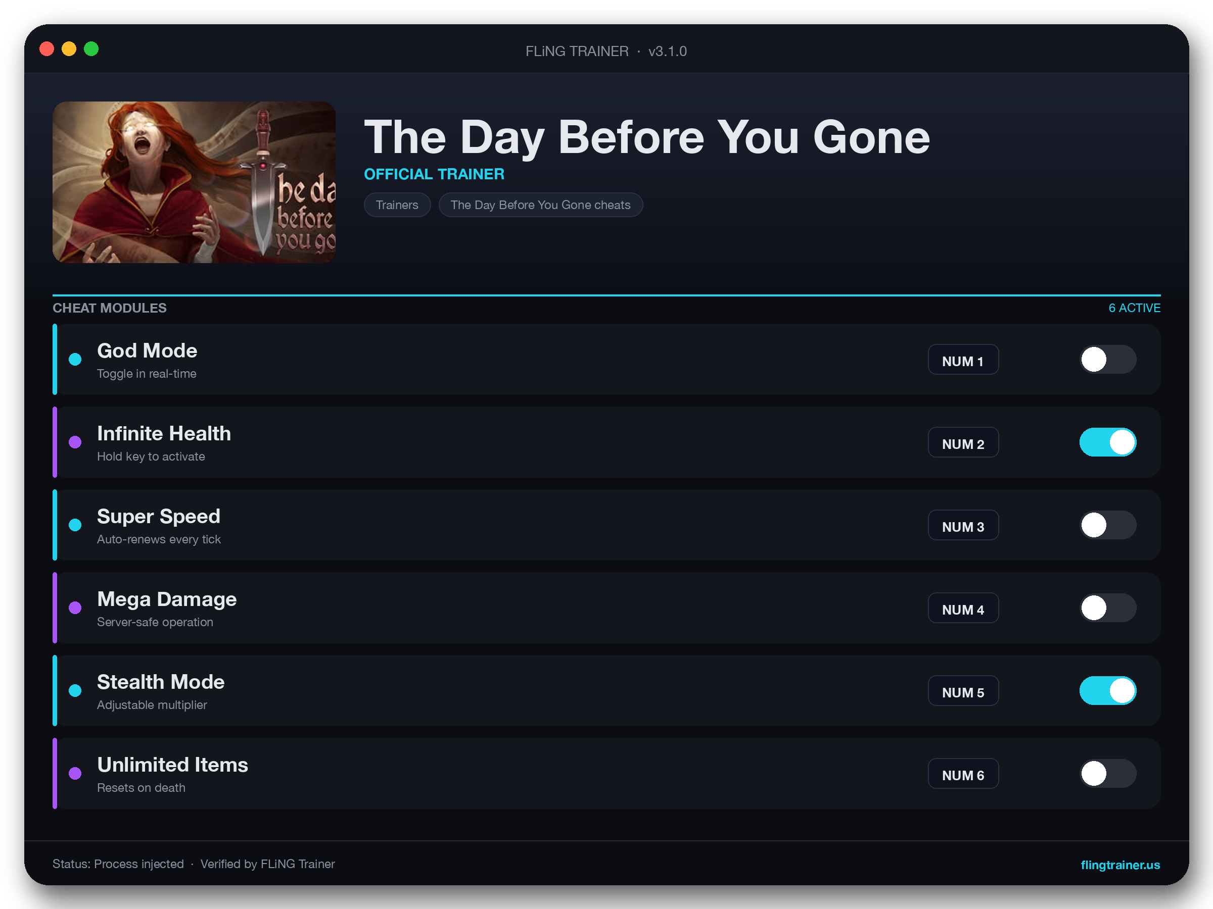 The Day Before You Gone Trainer interface