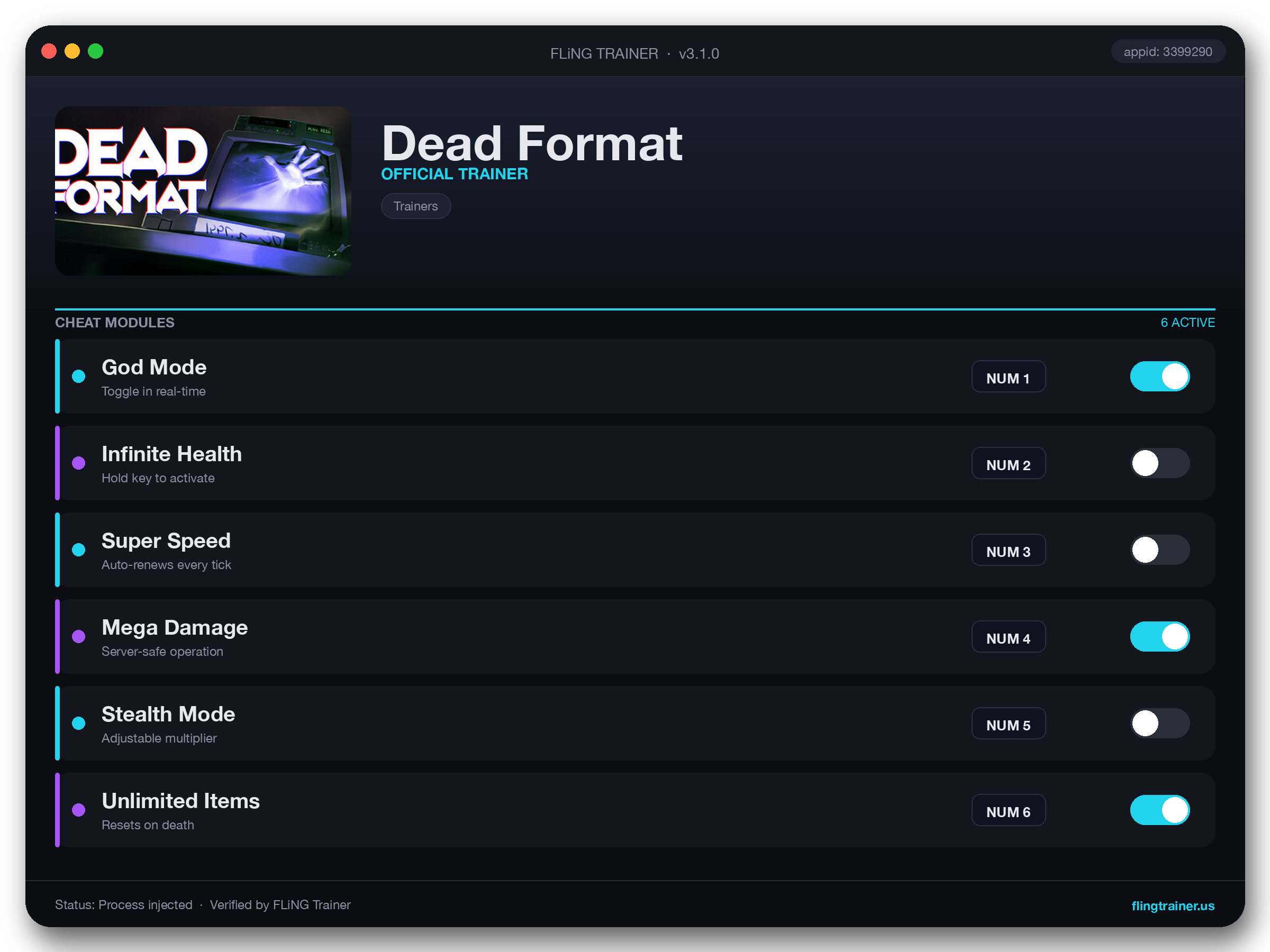 Dead Format Trainer interface