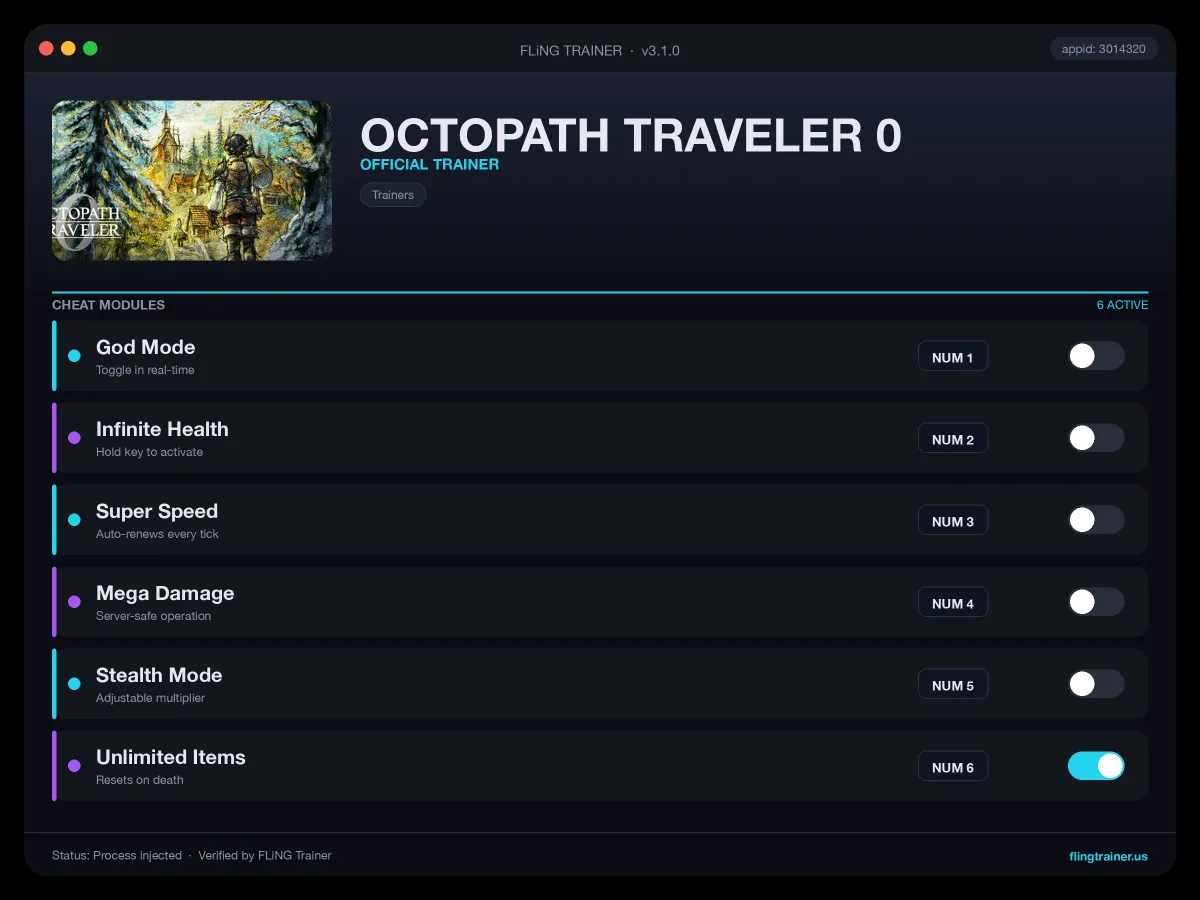 OCTOPATH TRAVELER 0 Trainer interface