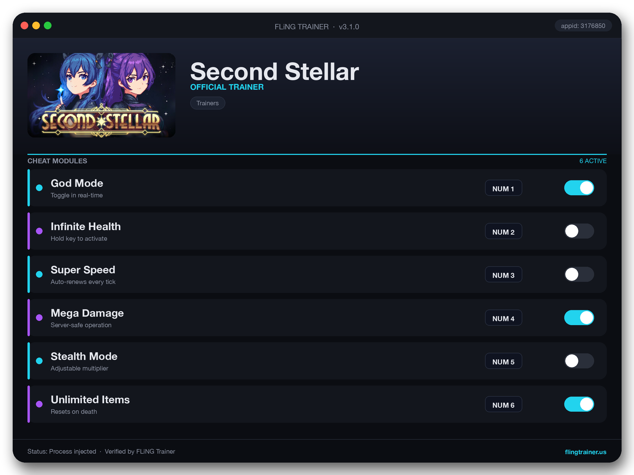 Second Stellar Trainer interface