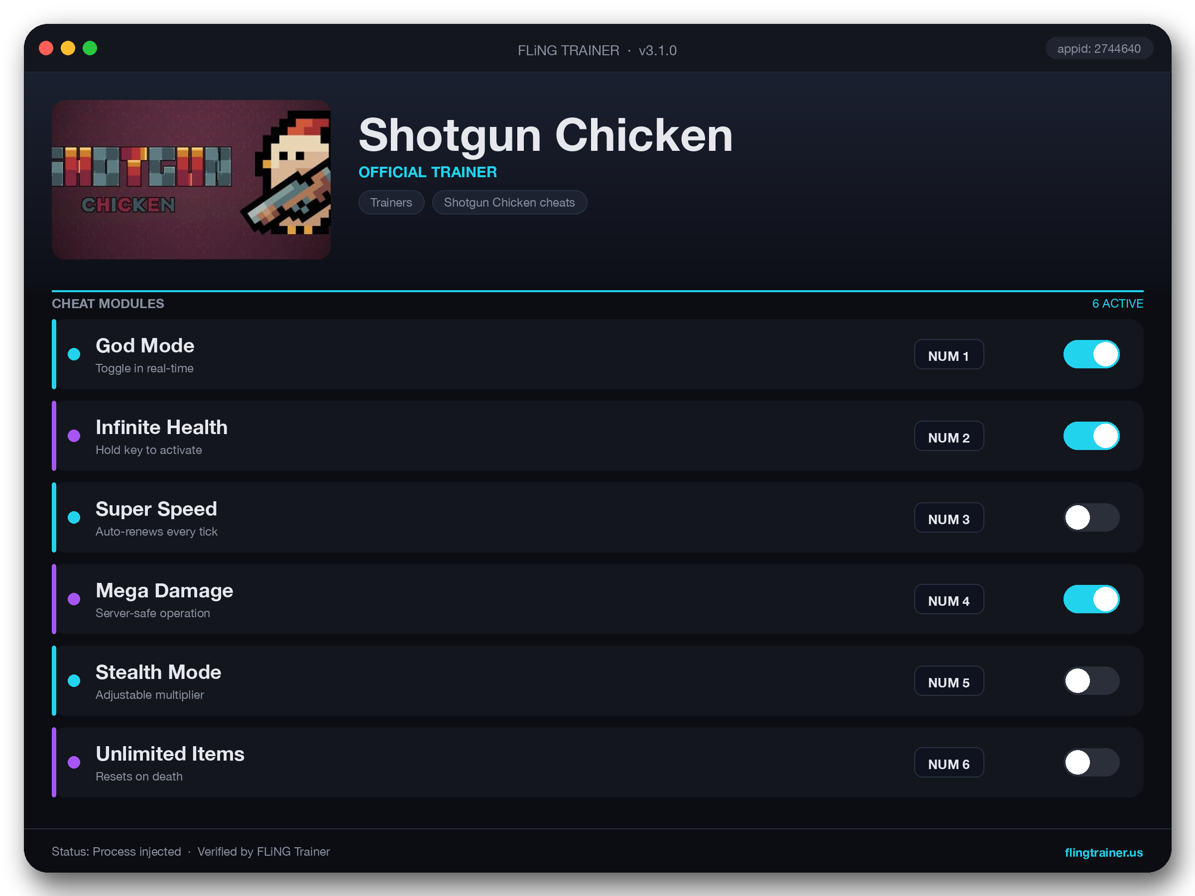 Shotgun Chicken Trainer interface
