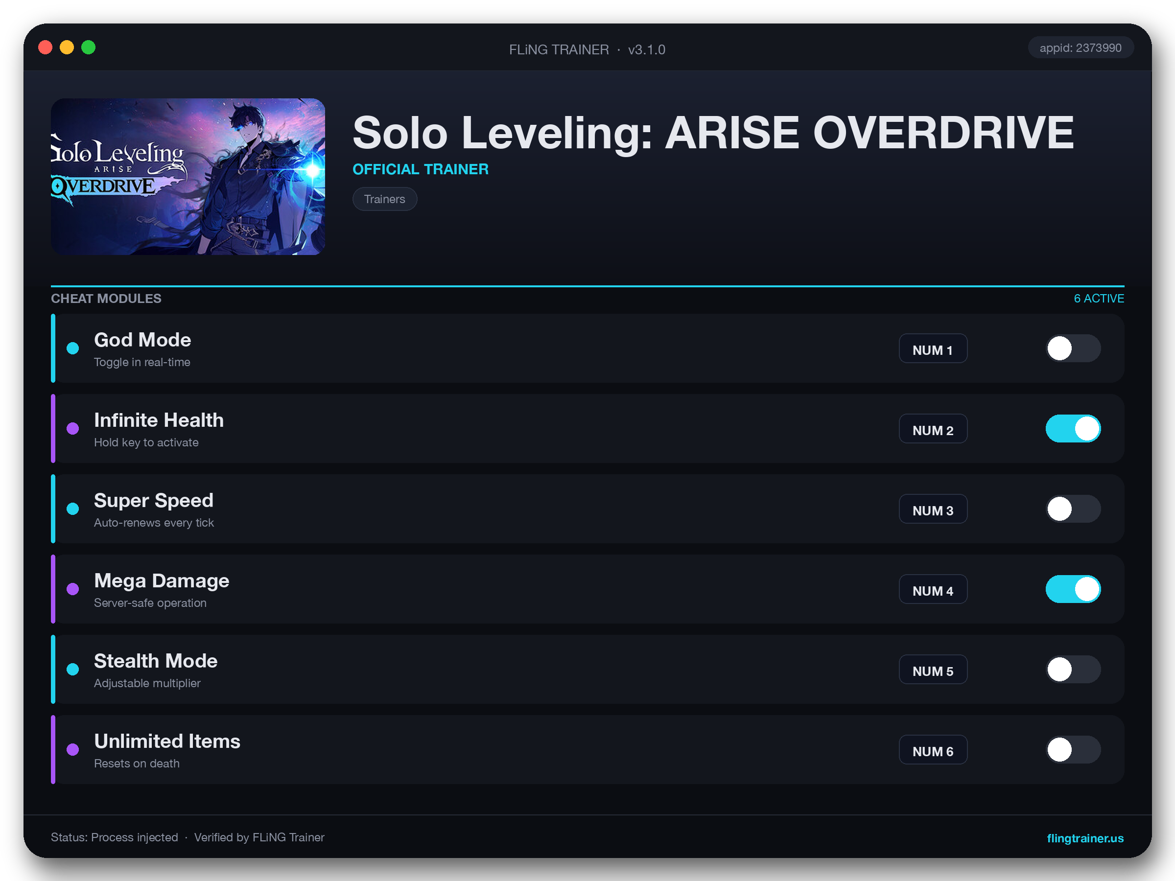 Solo Leveling: ARISE OVERDRIVE Trainer interface