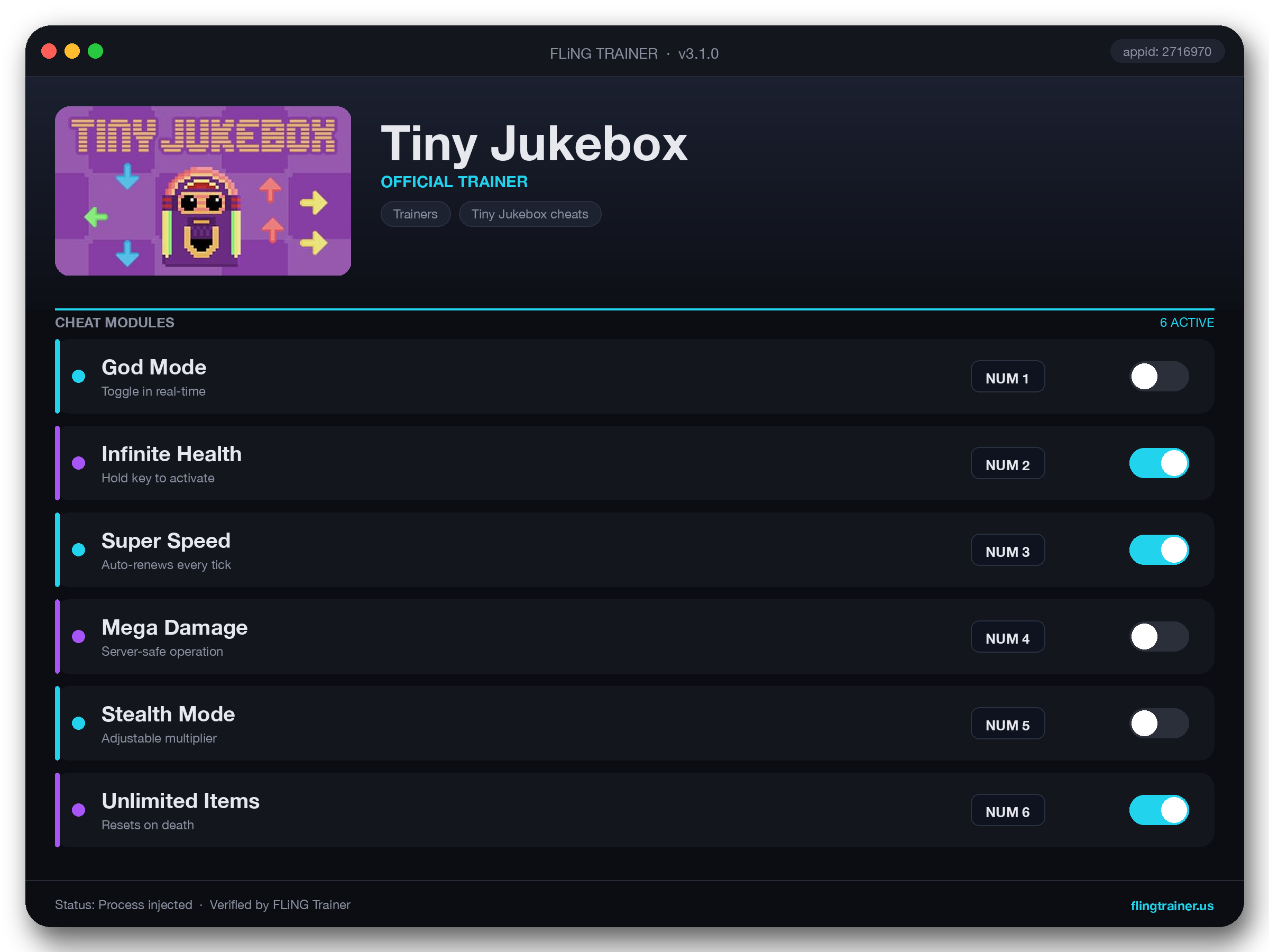 Tiny Jukebox Trainer interface