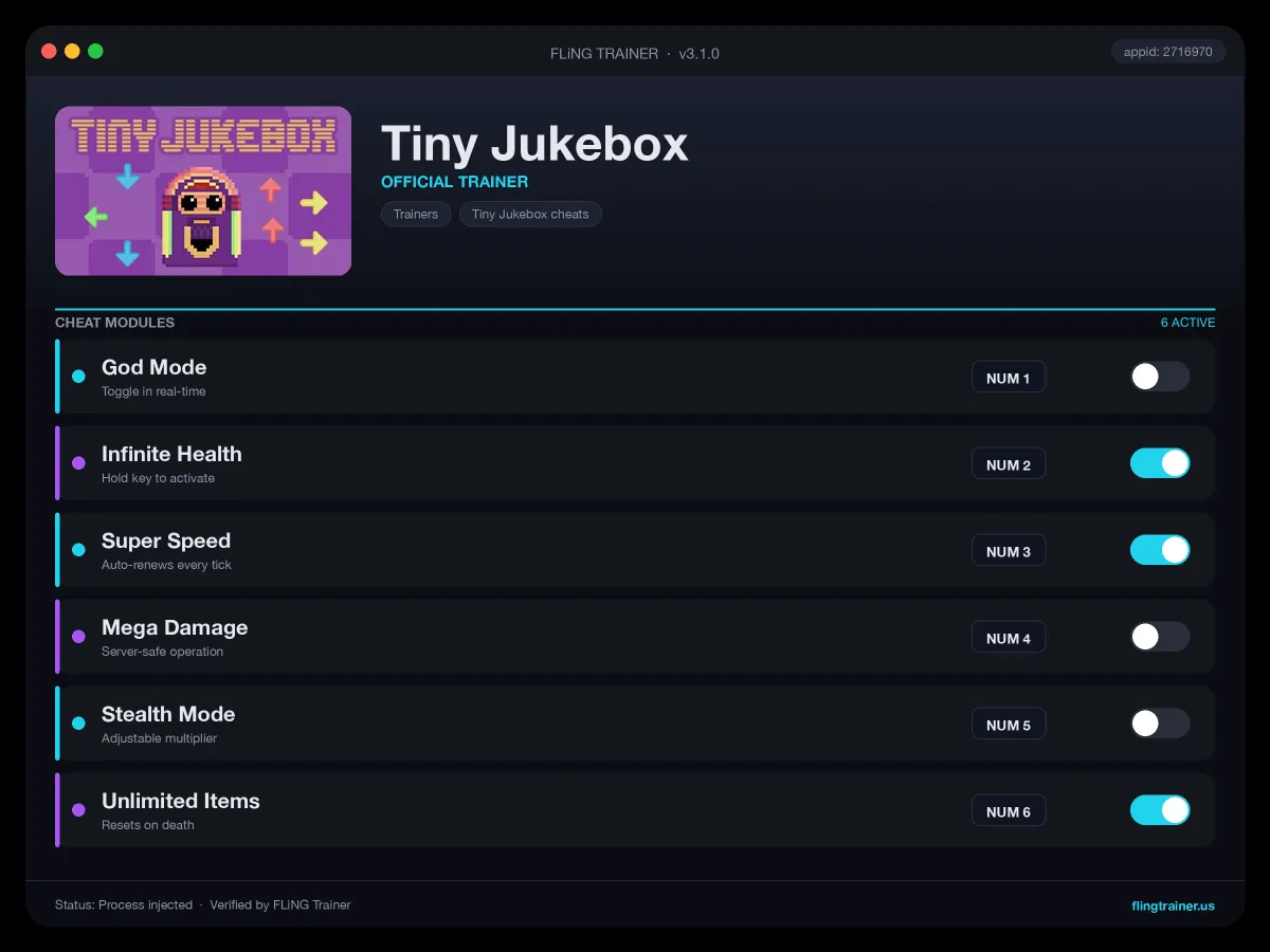 Tiny Jukebox Trainer interface