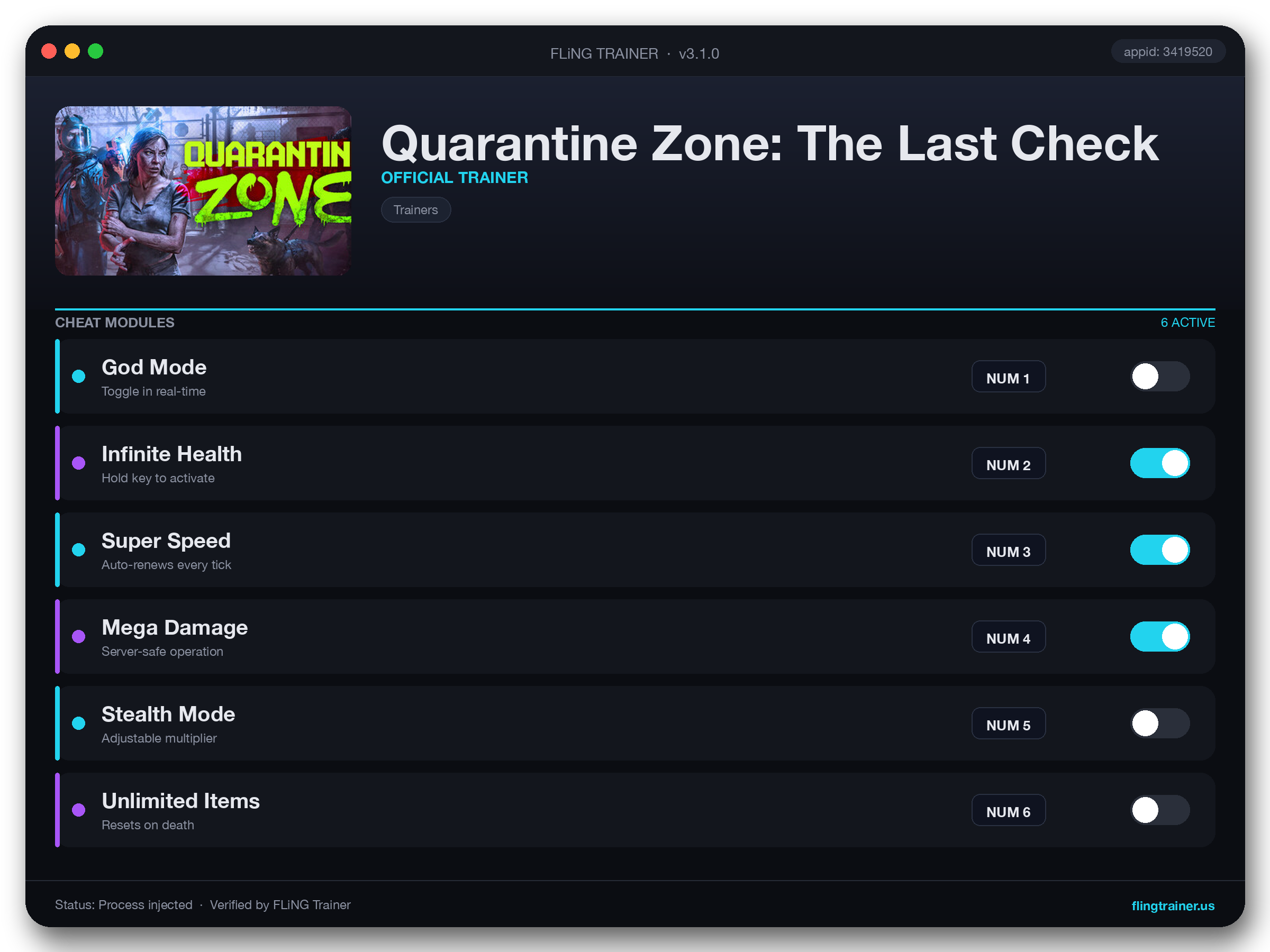 Quarantine Zone: The Last Check Trainer interface