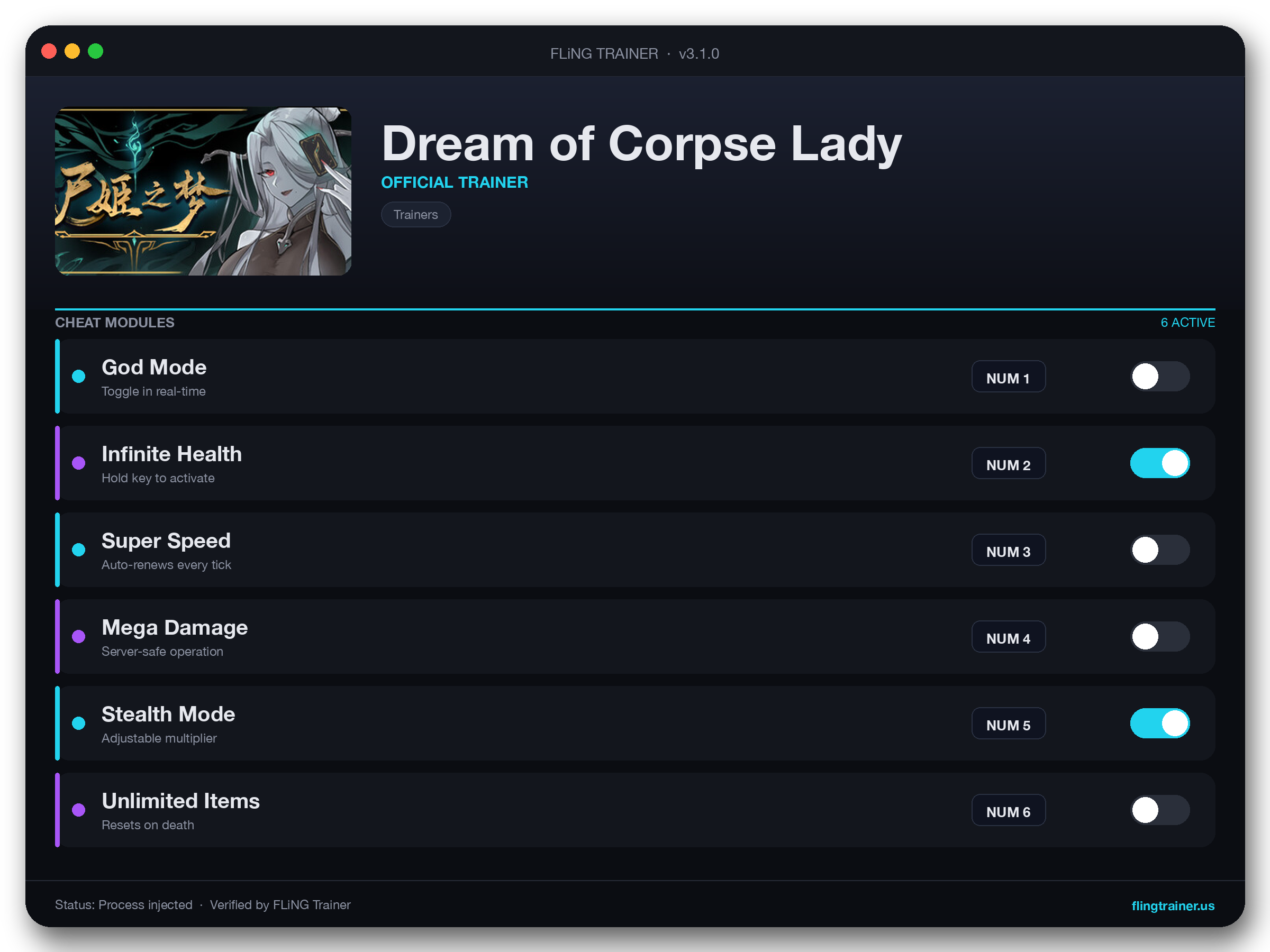 Dream of Corpse Lady Trainer interface