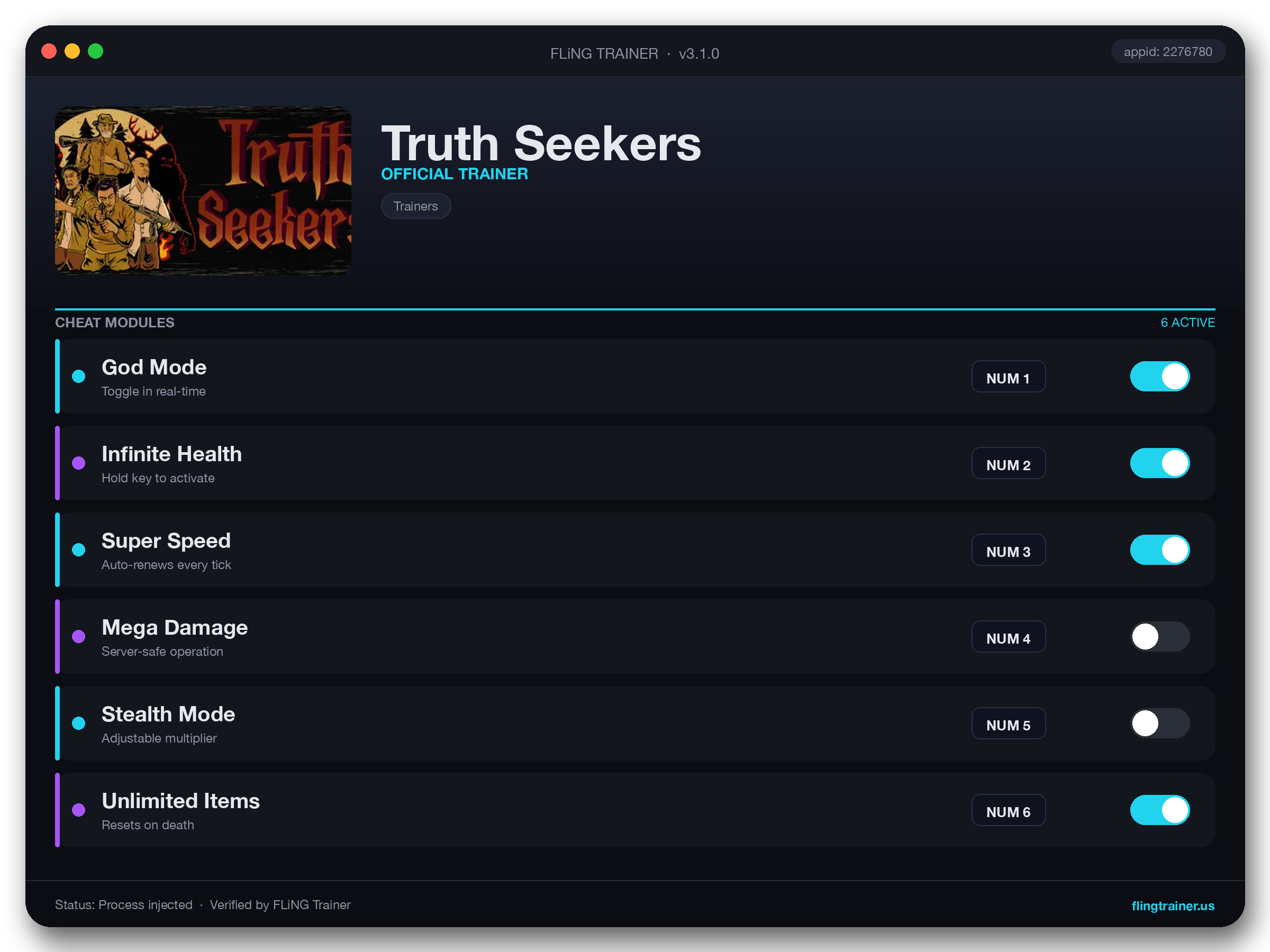 Truth Seekers Trainer interface
