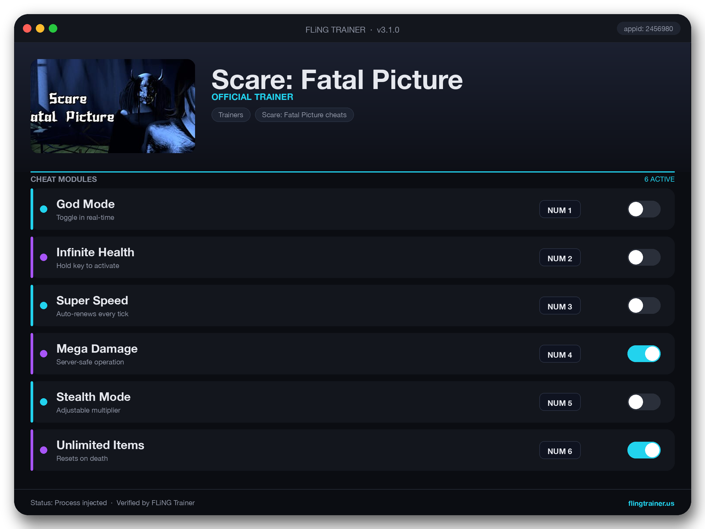 Scare: Fatal Picture Trainer interface