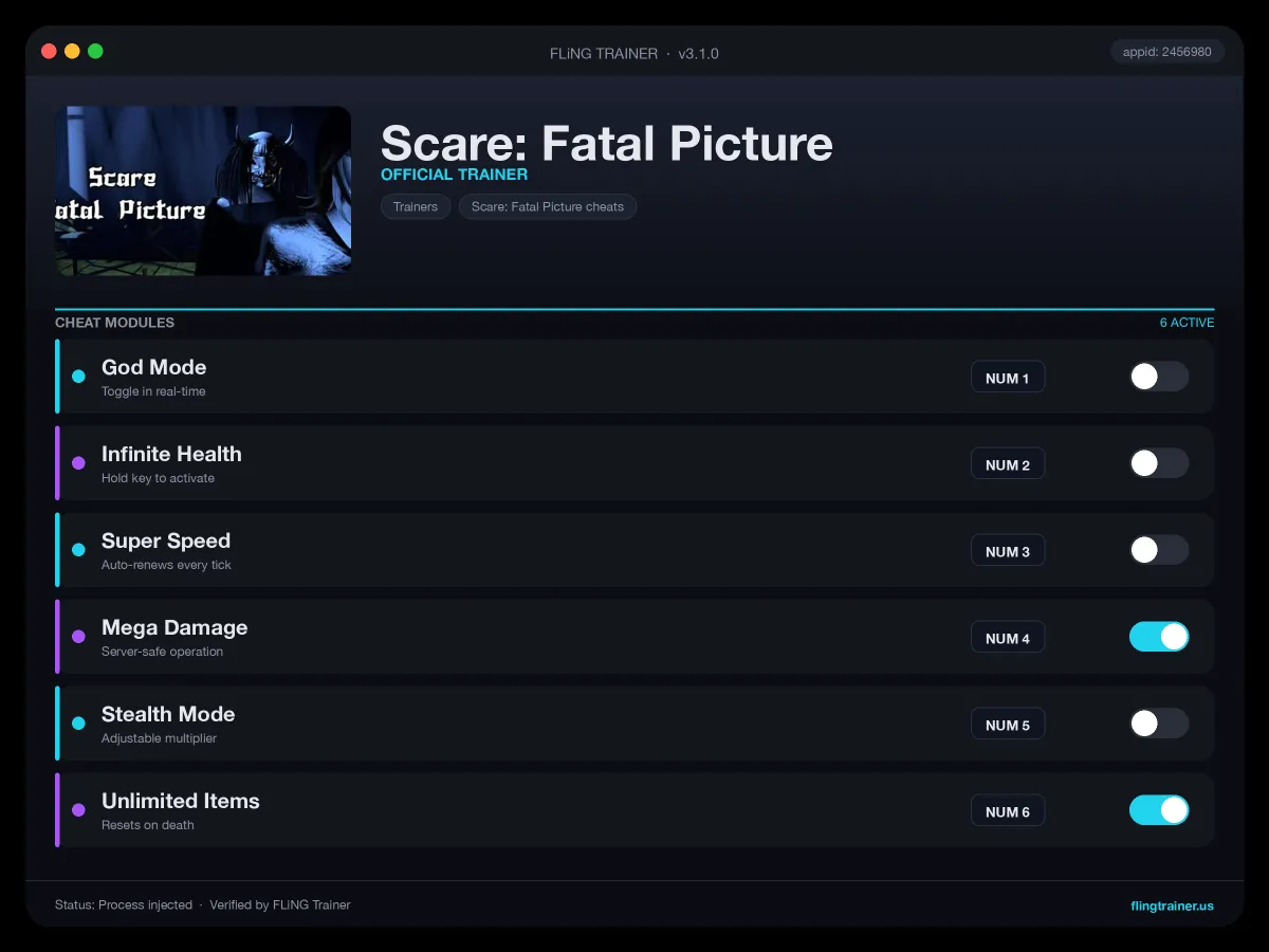 Scare: Fatal Picture Trainer interface