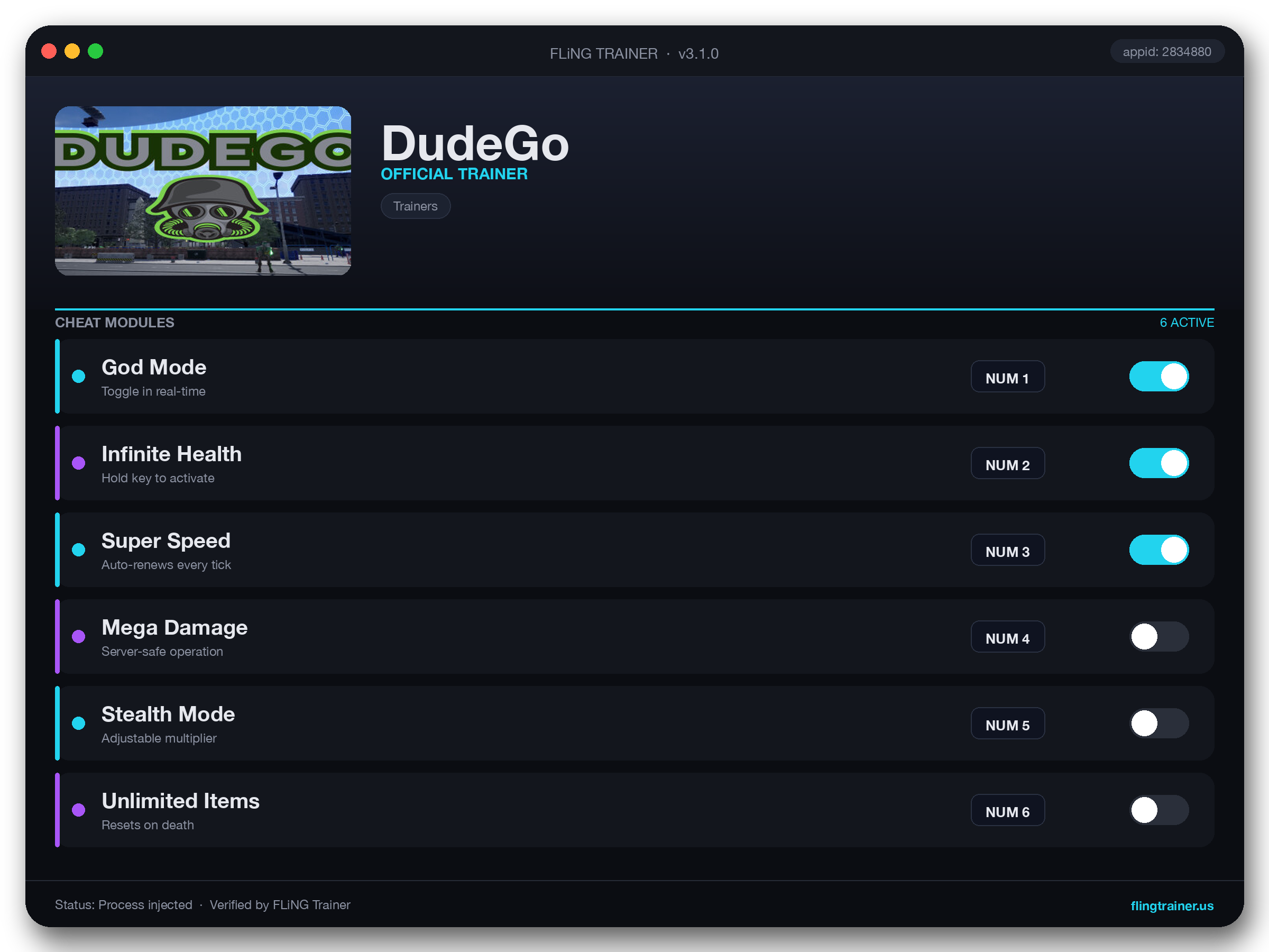 DudeGo Trainer interface