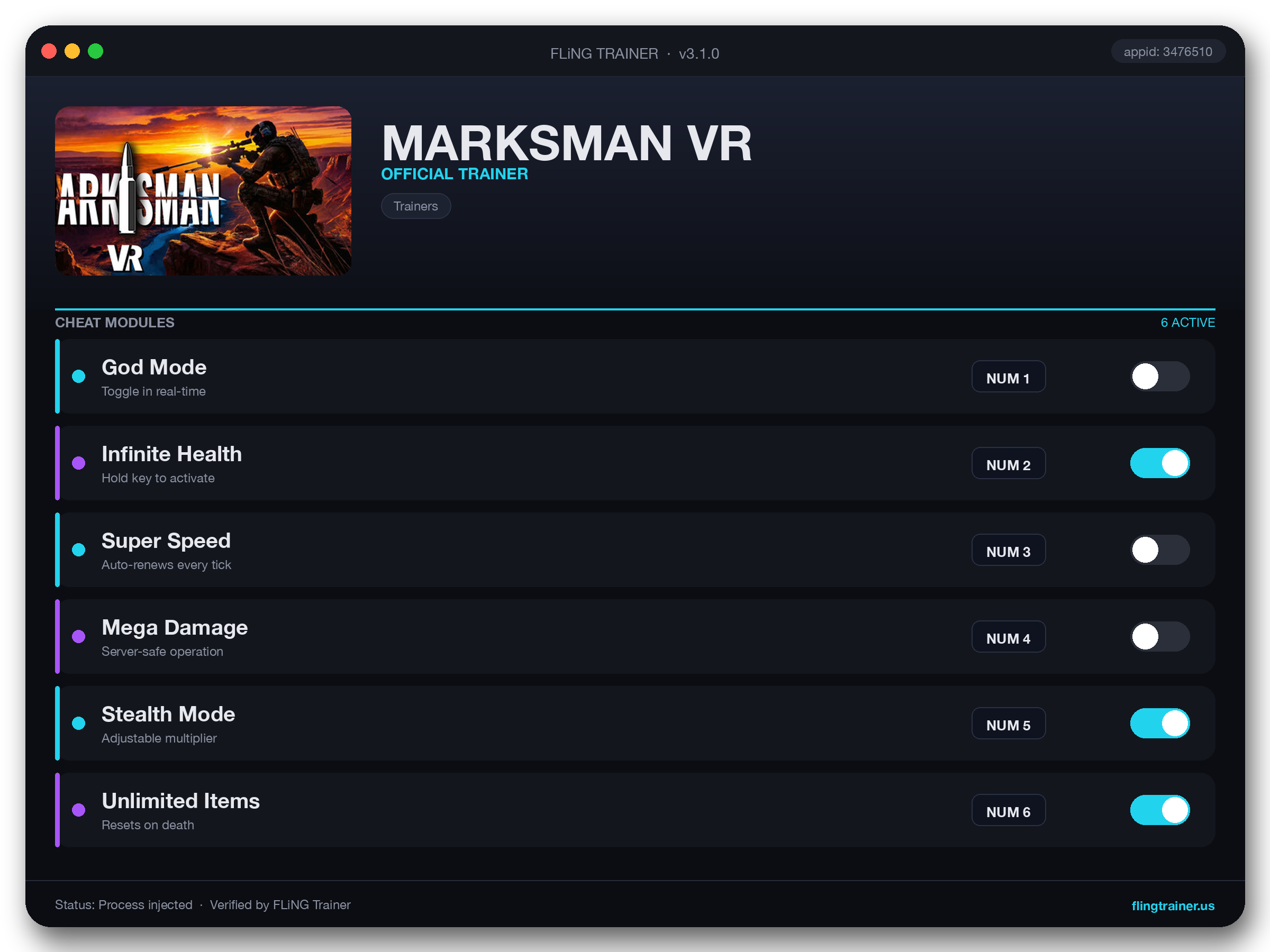 MARKSMAN VR Trainer interface