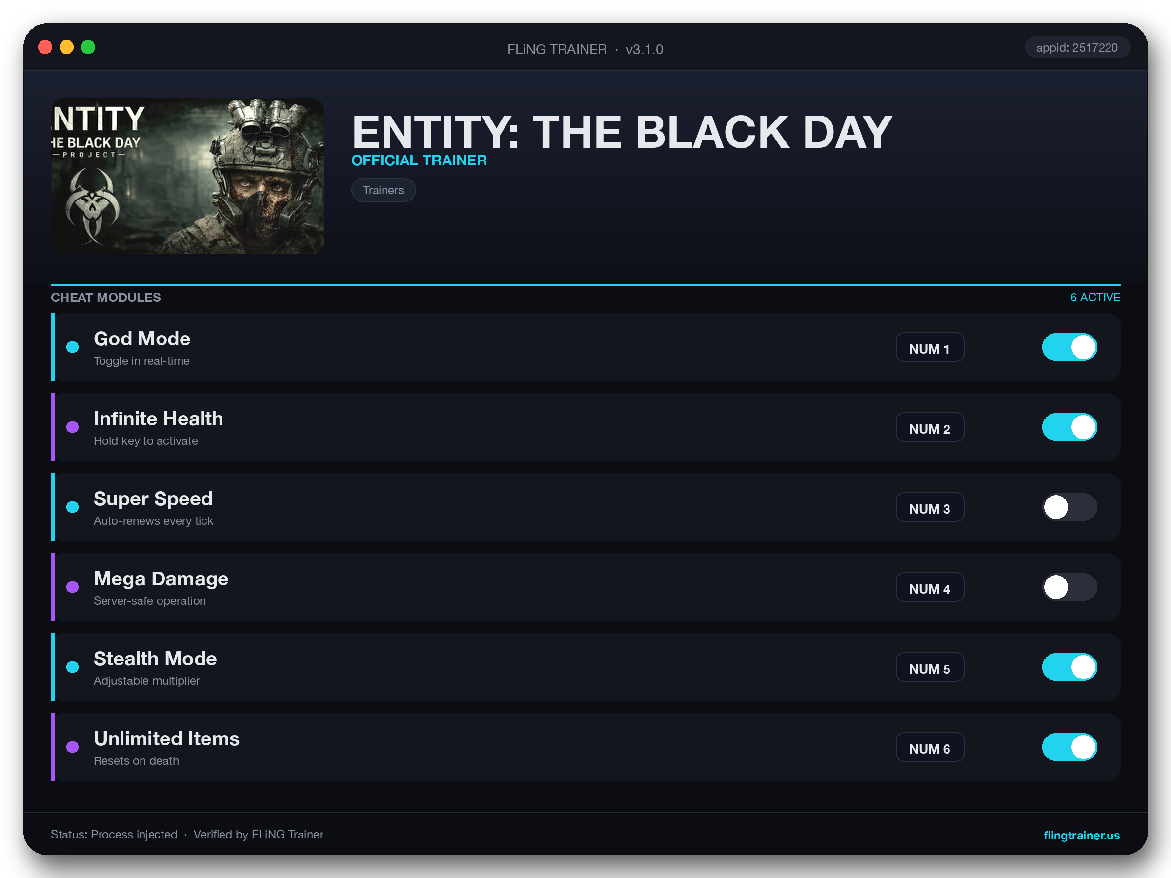 ENTITY: THE BLACK DAY Trainer interface