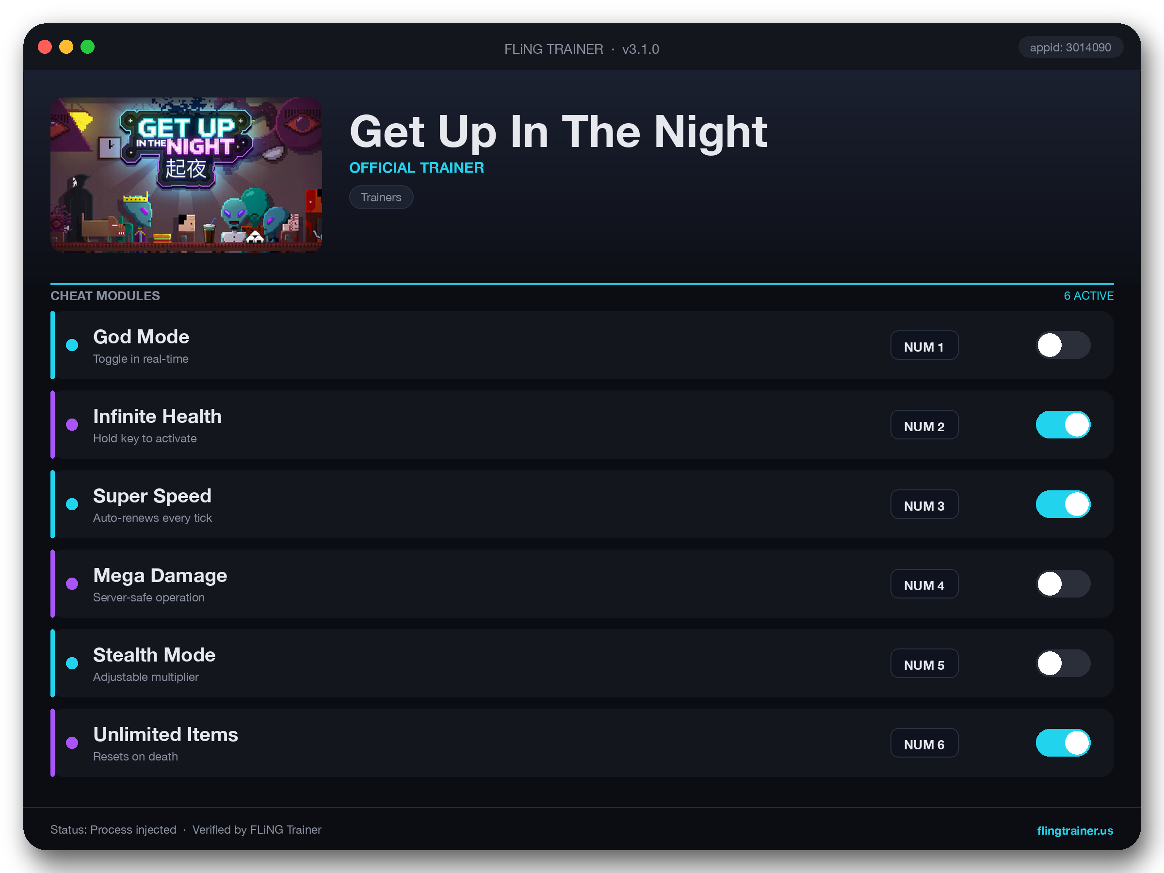 Get Up In The Night Trainer interface