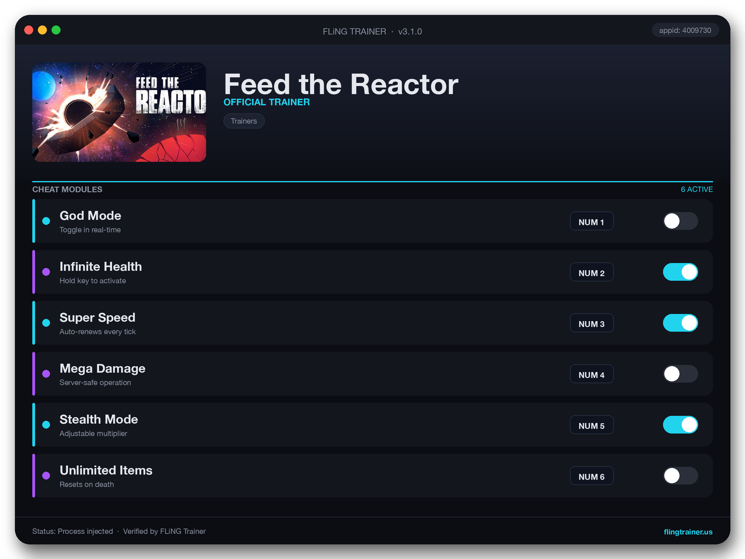 Feed the Reactor Trainer interface