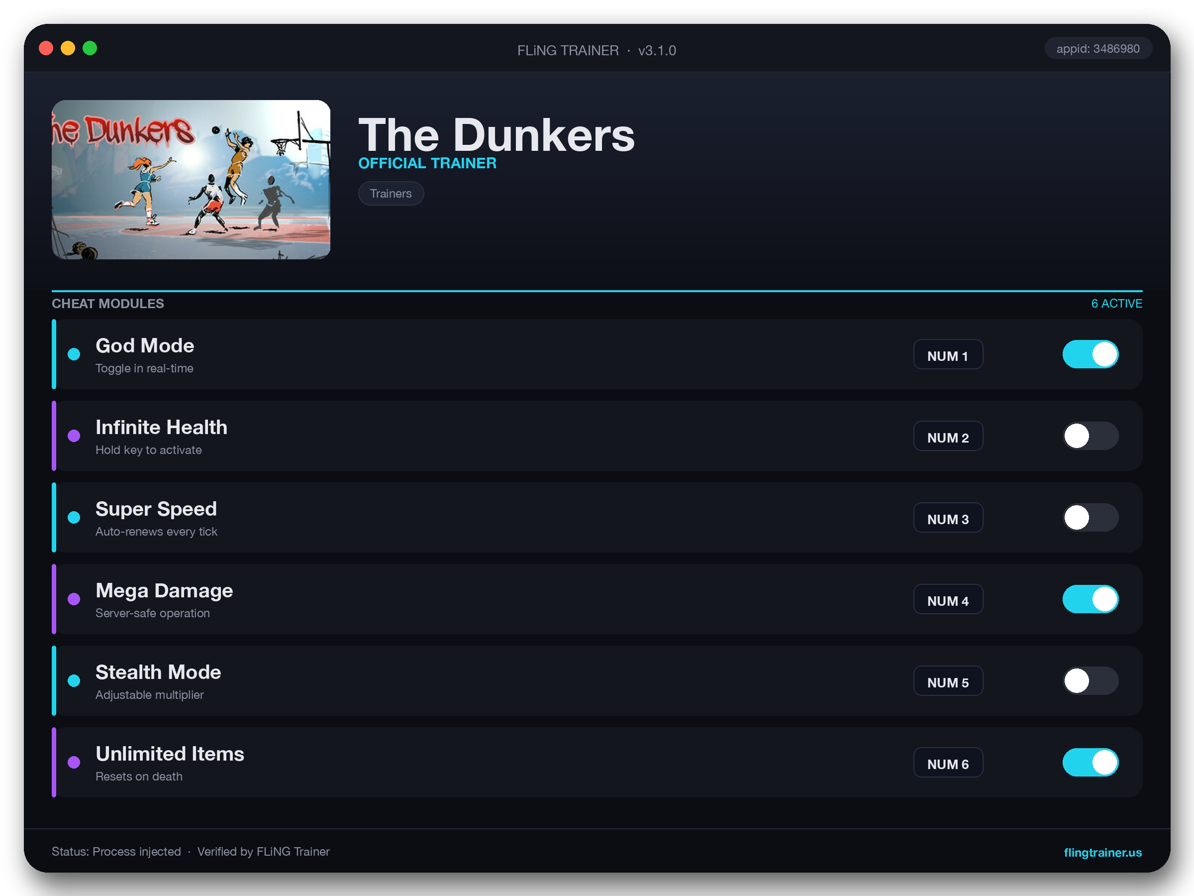 The Dunkers Trainer interface