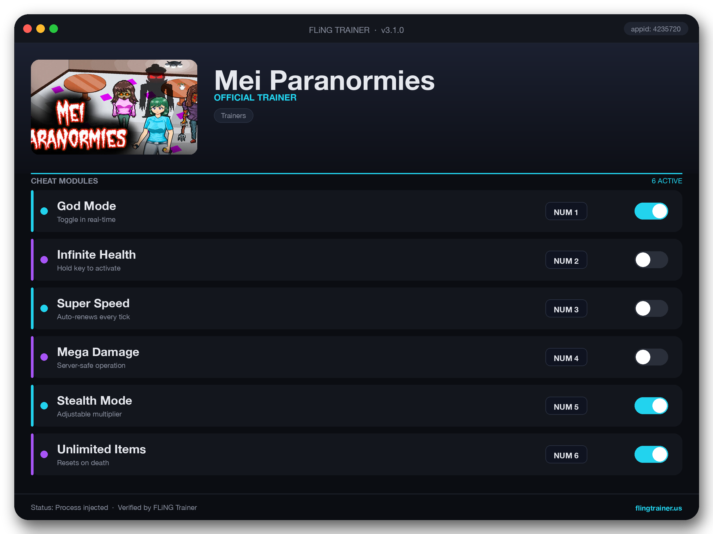 Mei Paranormies Trainer interface