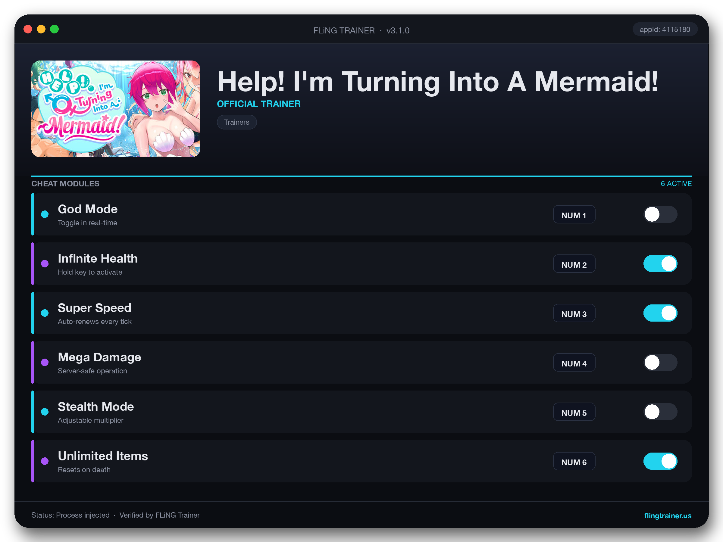 Help! I'm Turning Into A Mermaid! Trainer interface