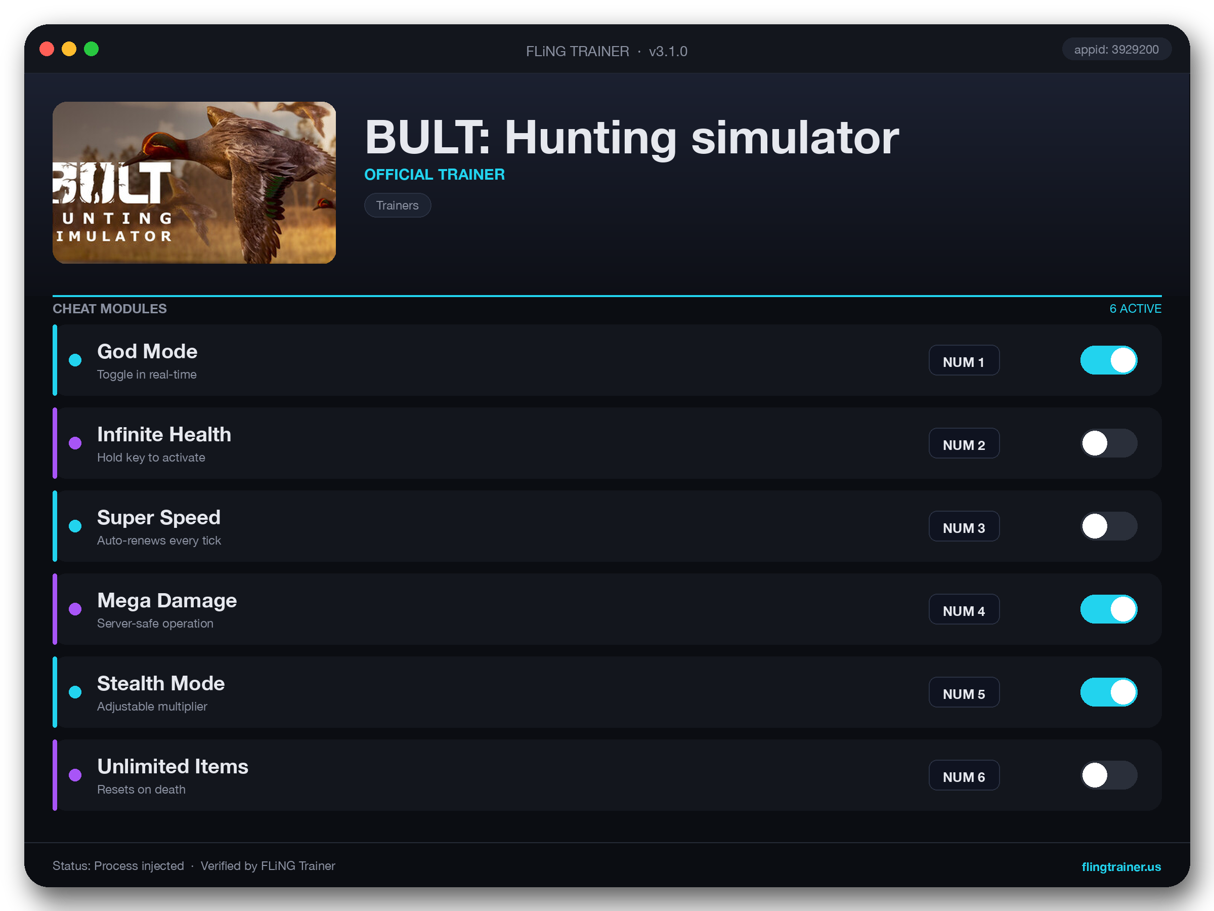 BULT: Hunting simulator Trainer interface