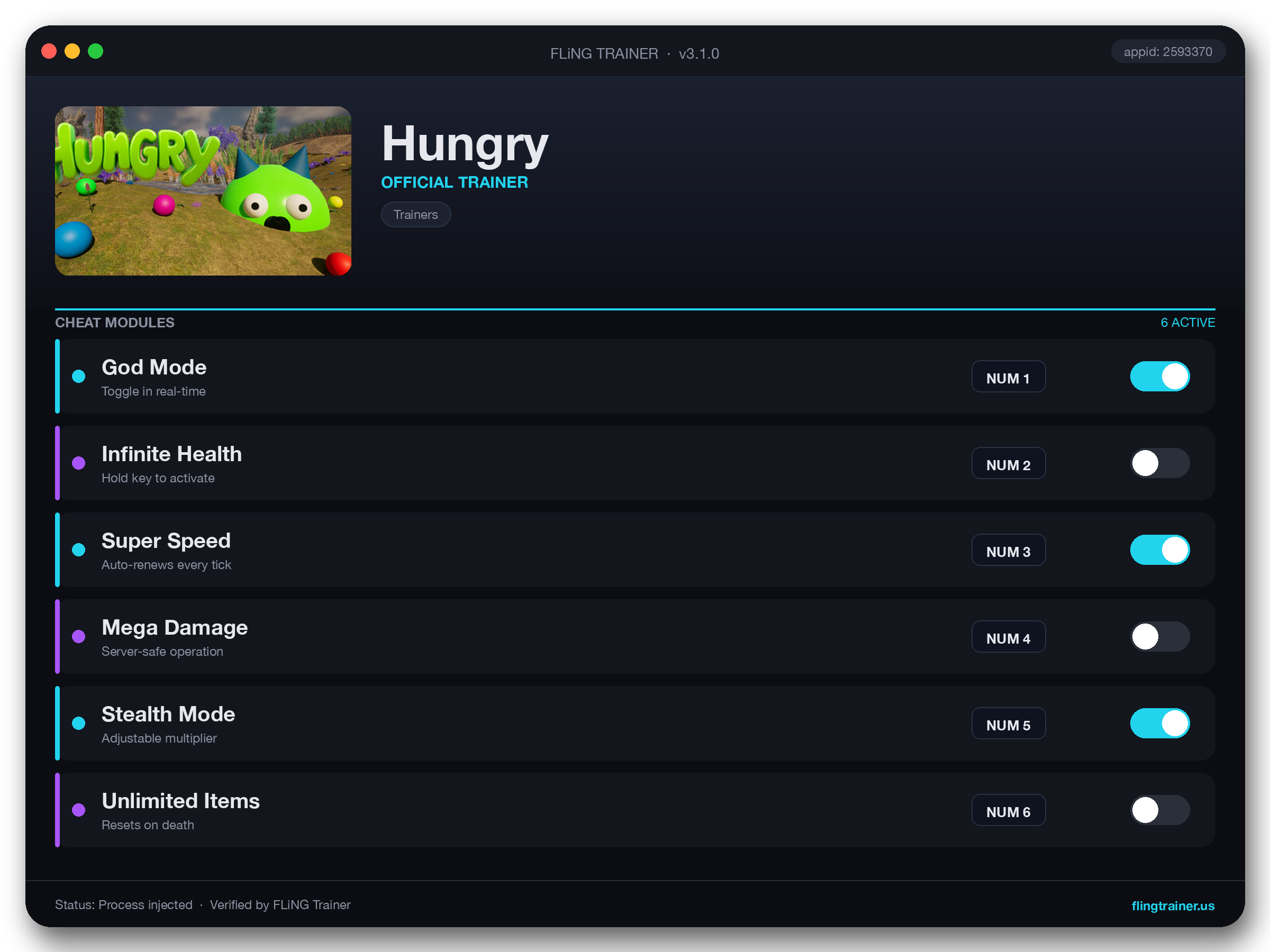Hungry Trainer interface