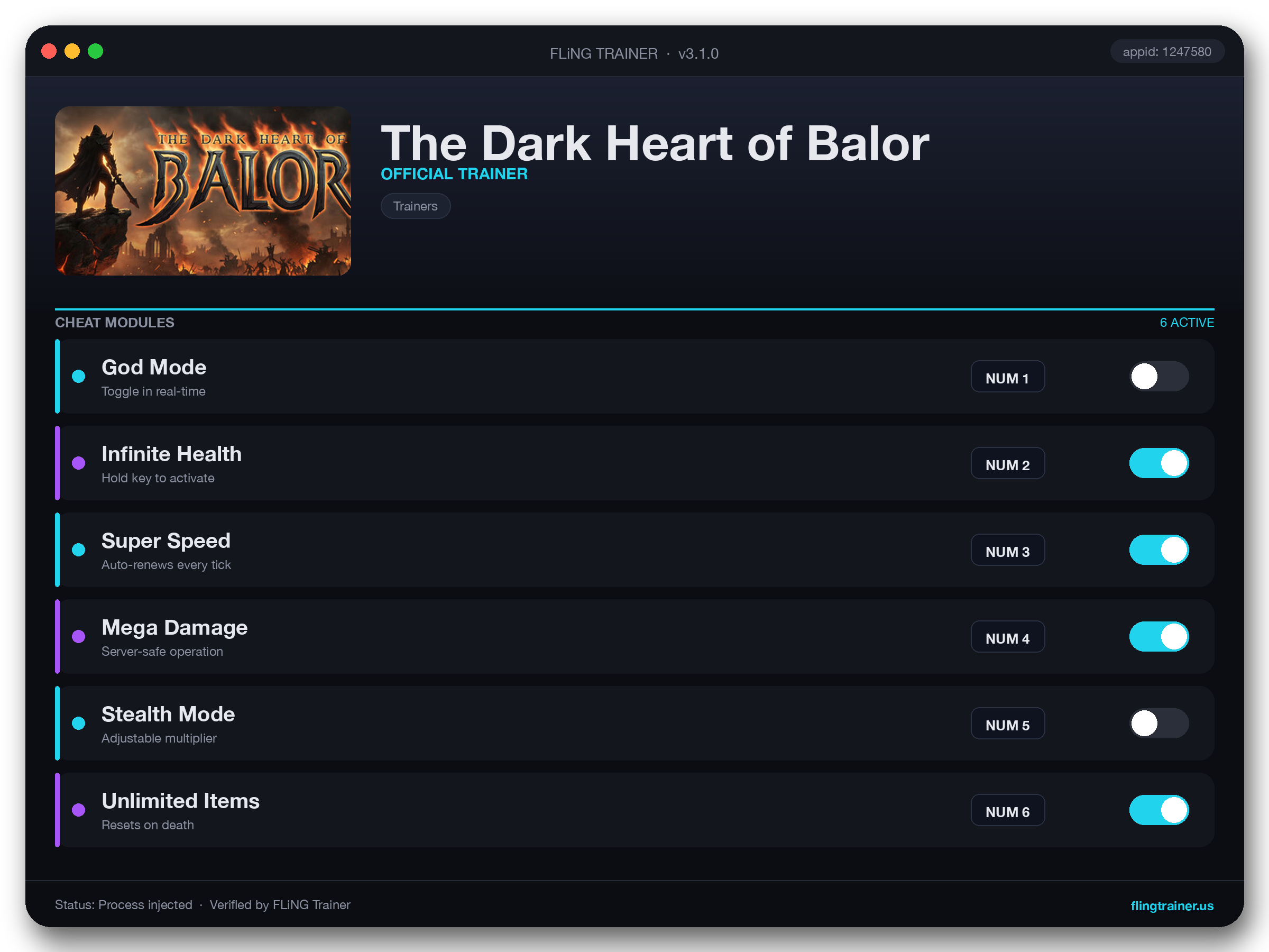 The Dark Heart of Balor Trainer interface