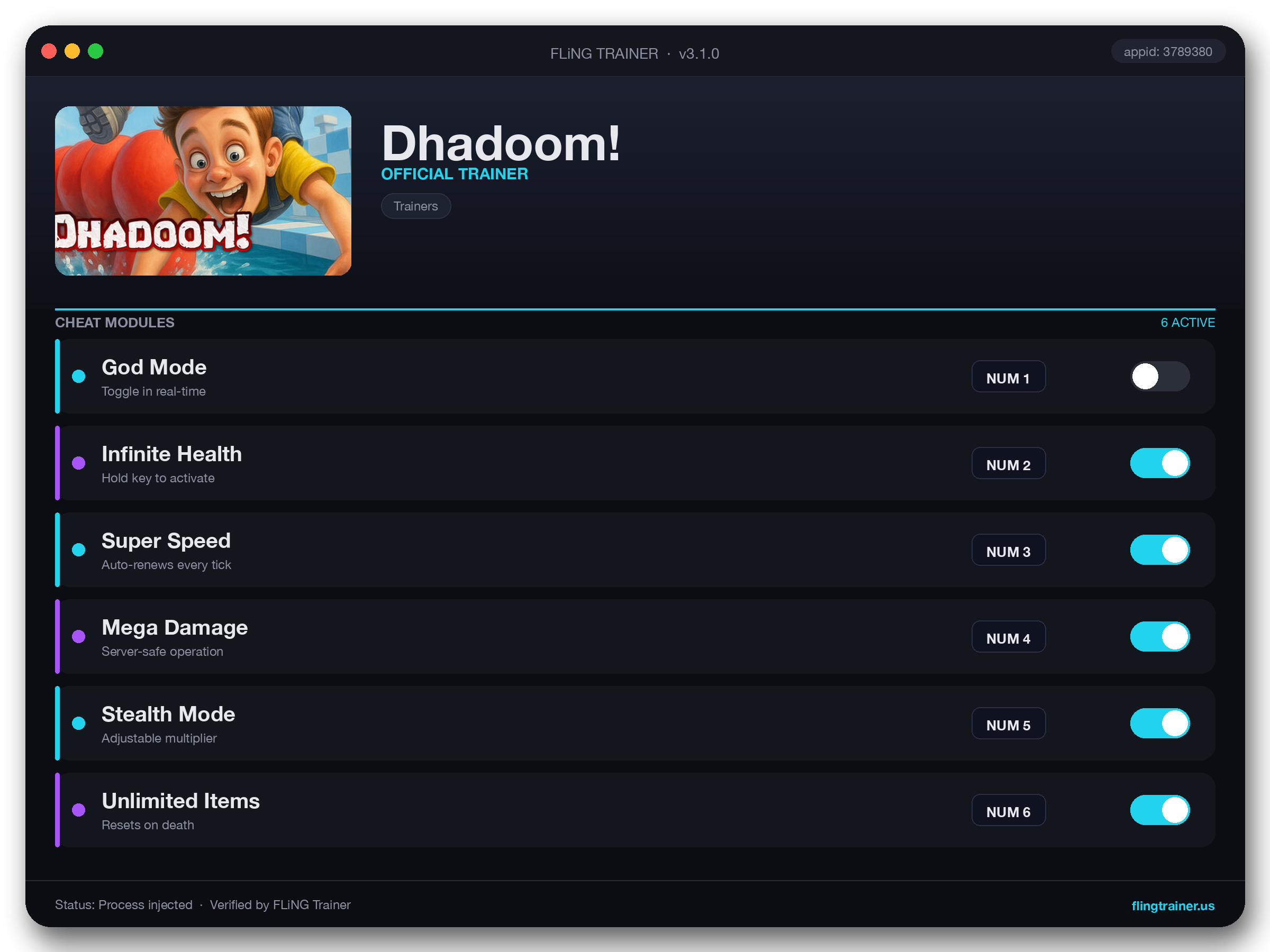 Dhadoom! Trainer interface