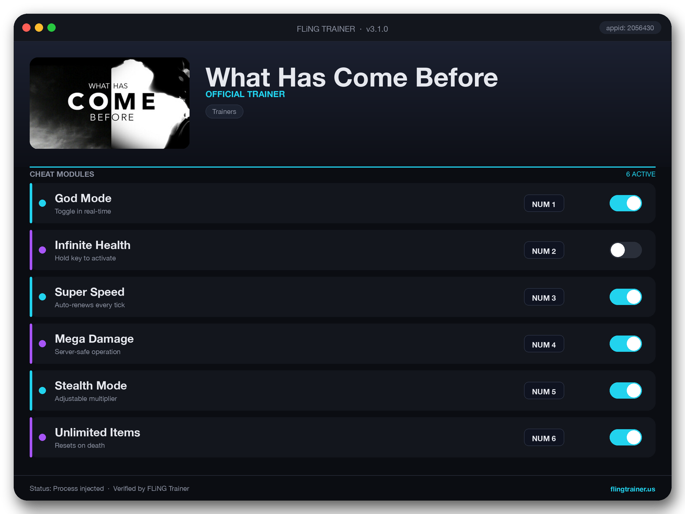 What Has Come Before Trainer interface