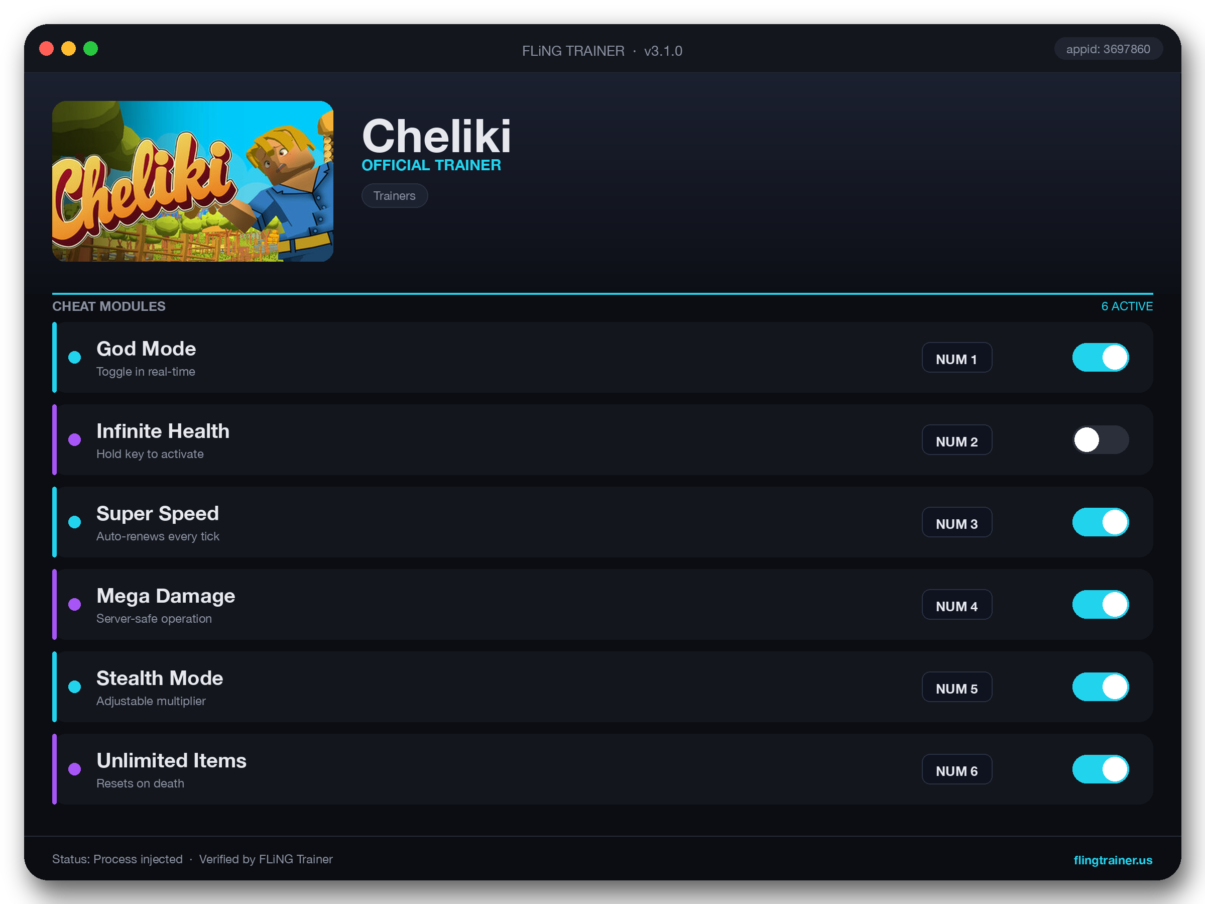 Cheliki Trainer interface