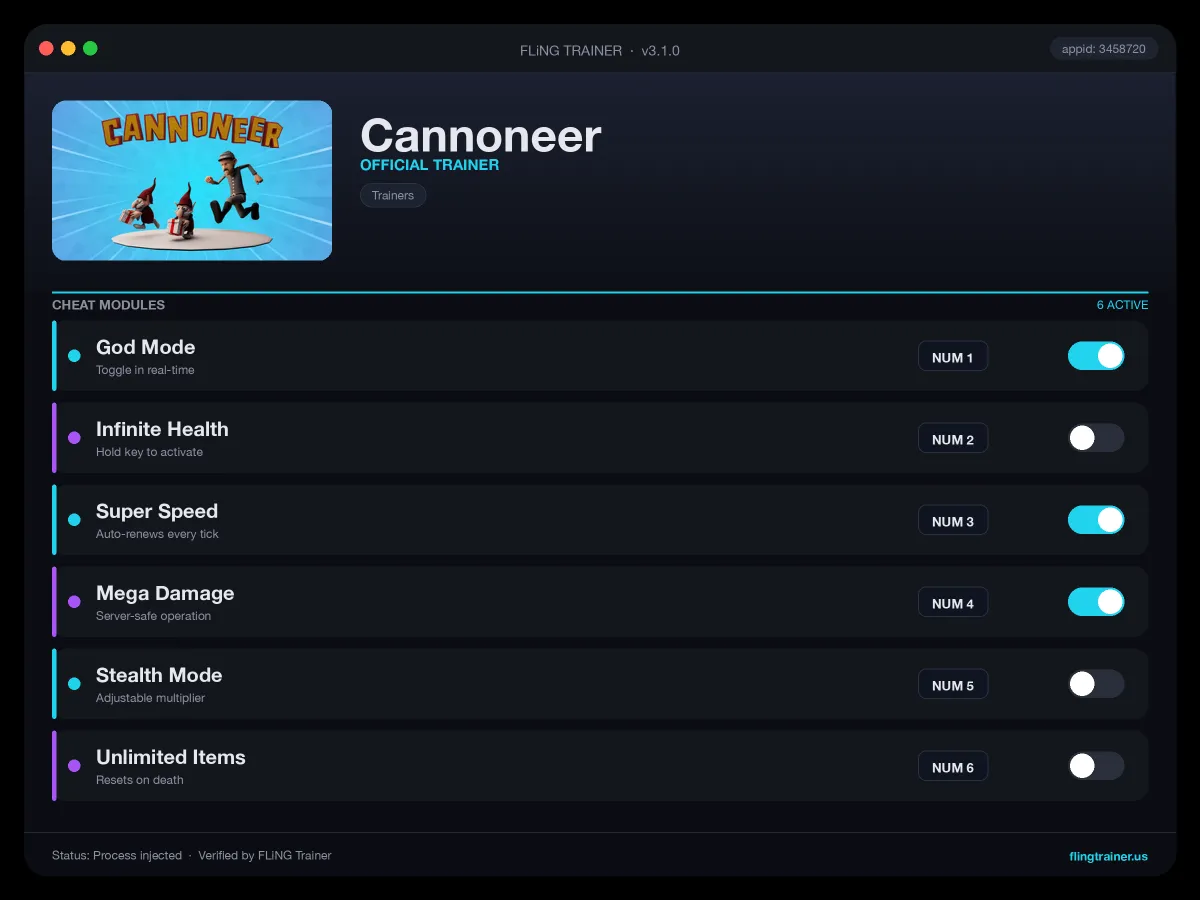 Cannoneer Trainer interface