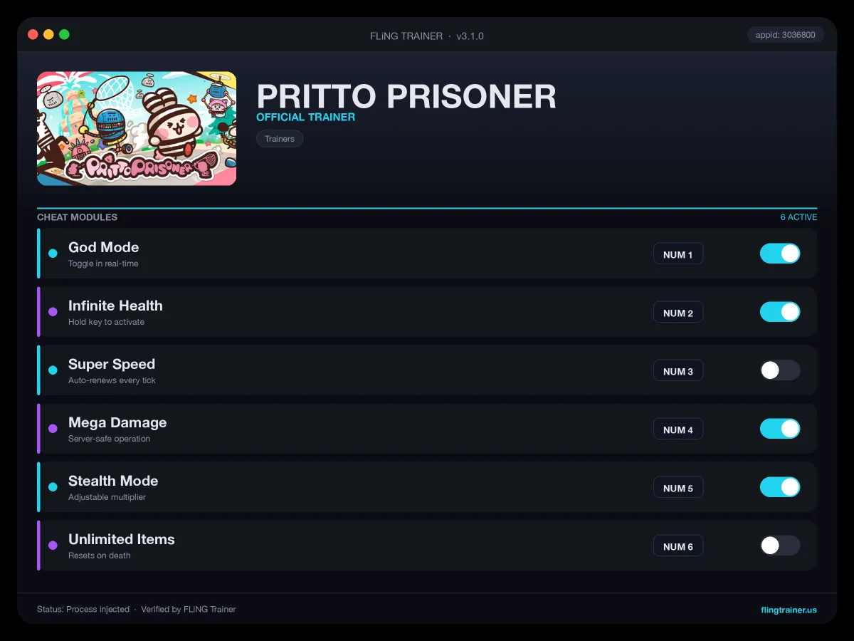 PRITTO PRISONER Trainer interface