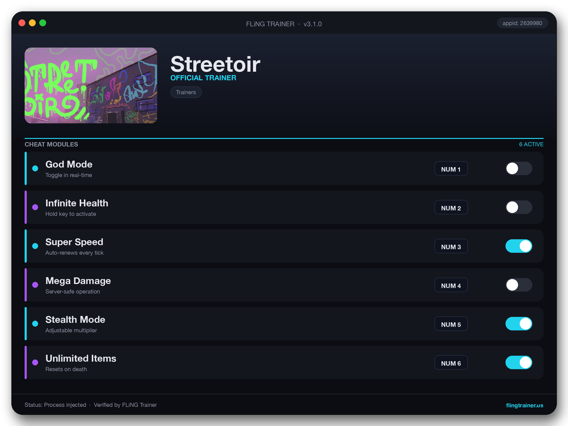 Streetoir Trainer interface