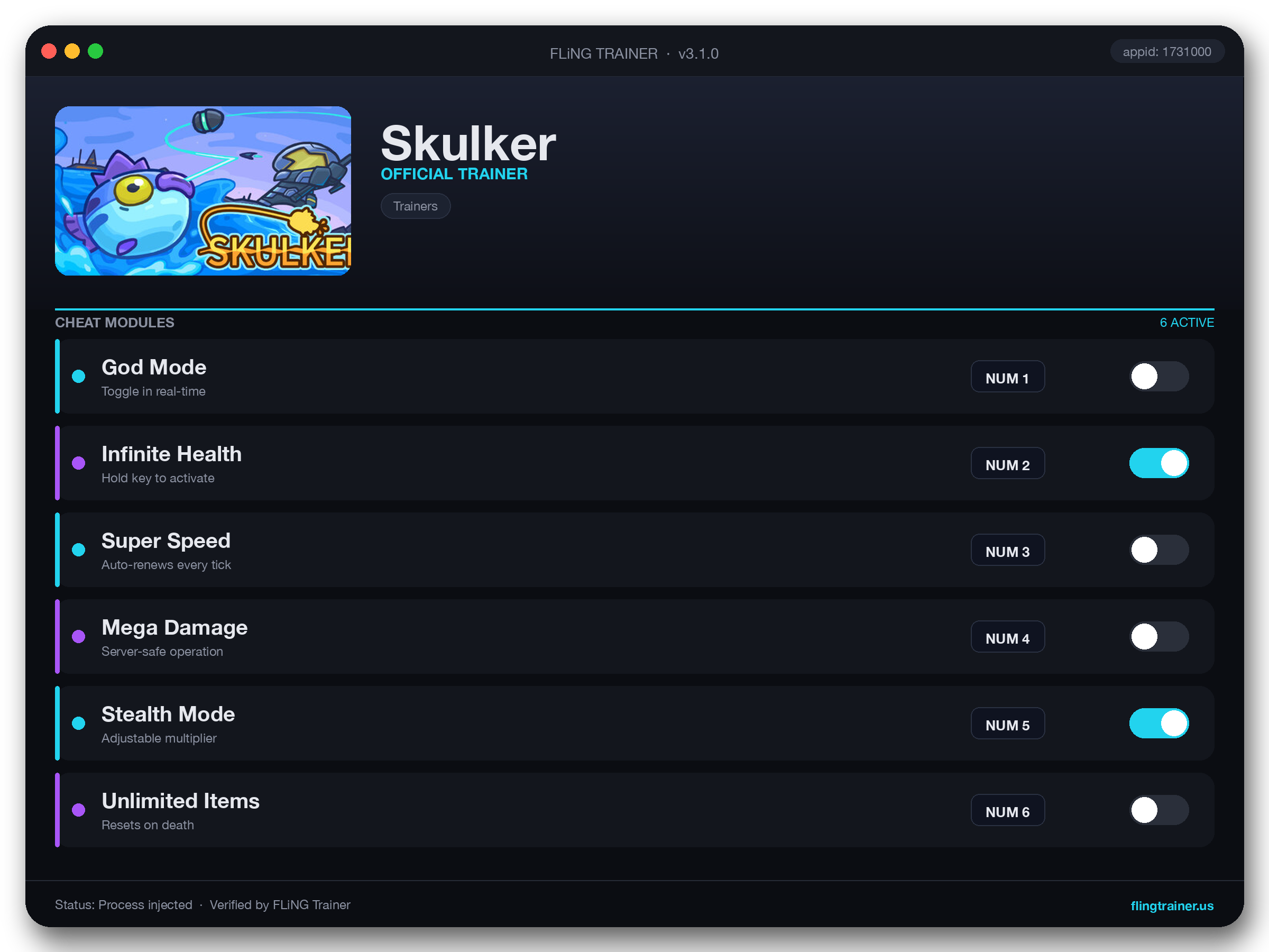 Skulker Trainer interface