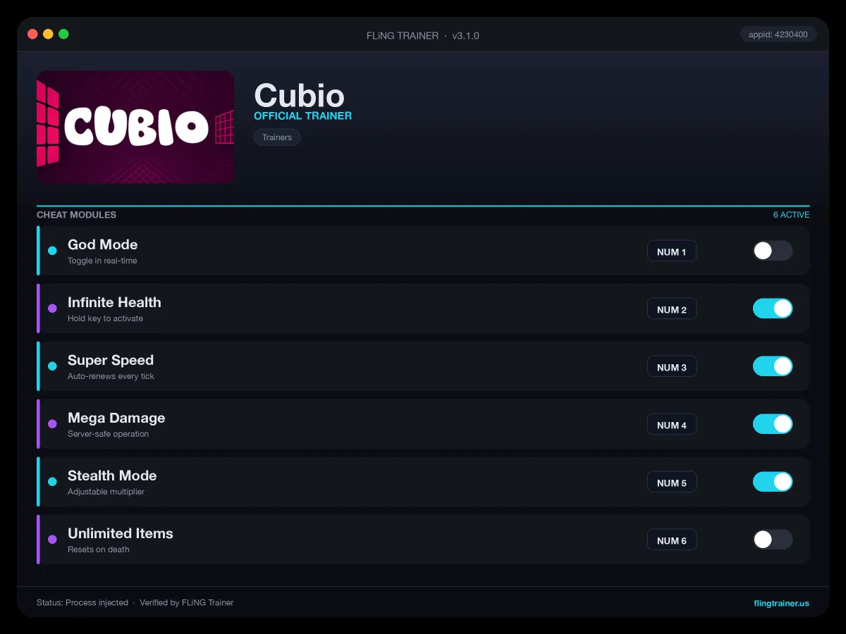 Cubio Trainer interface