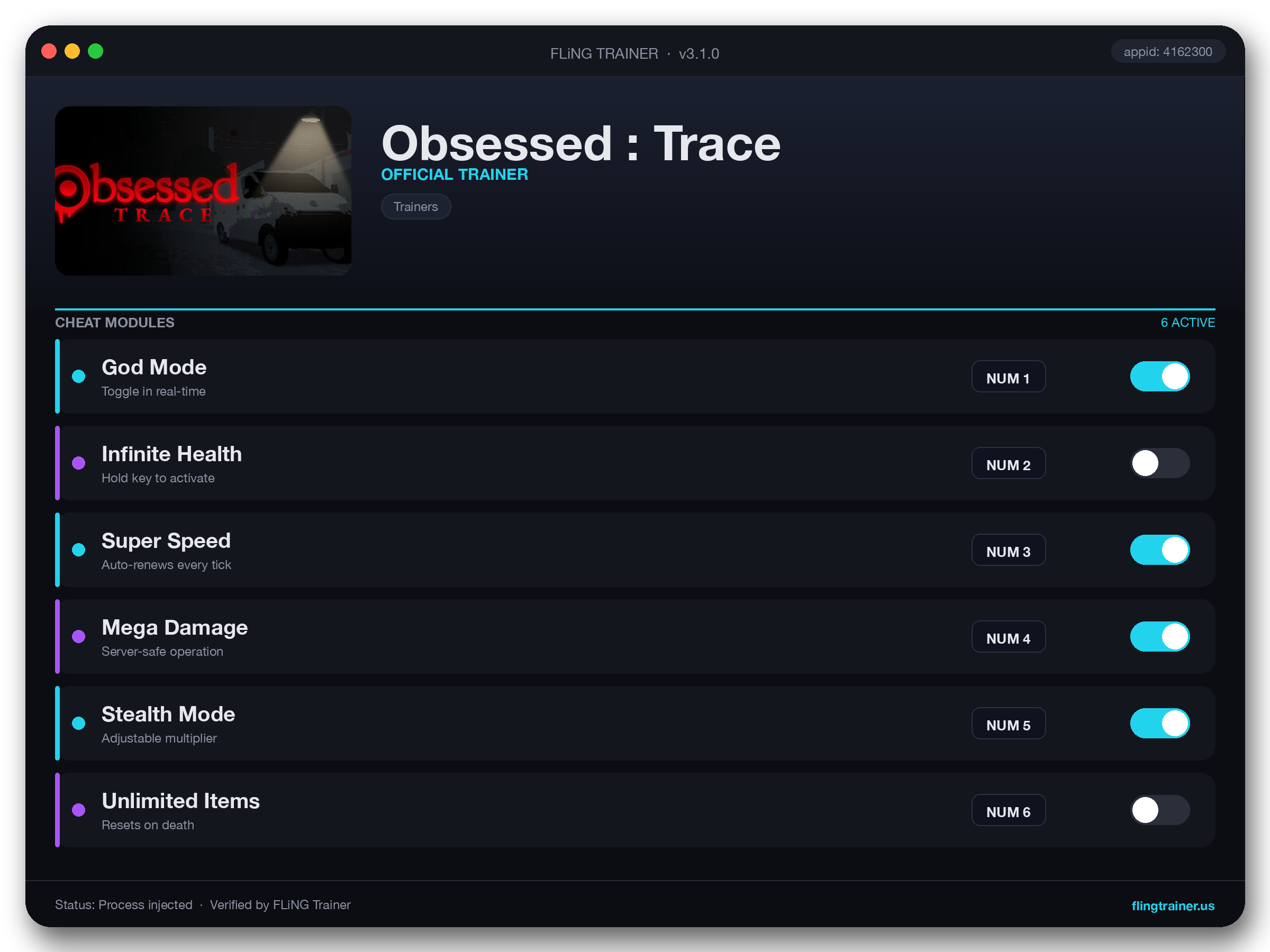 Obsessed : Trace Trainer interface