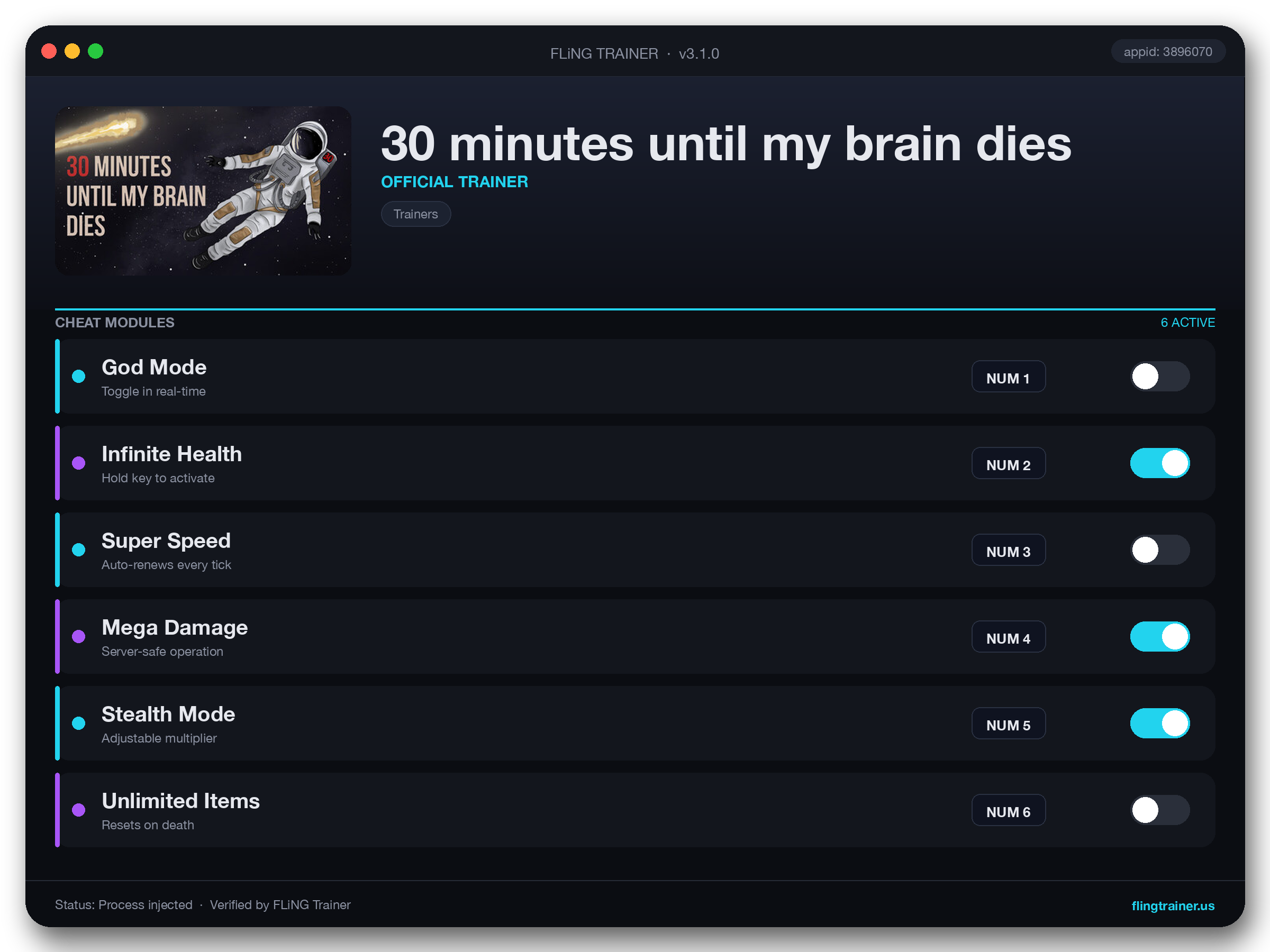 30 minutes until my brain dies Trainer interface