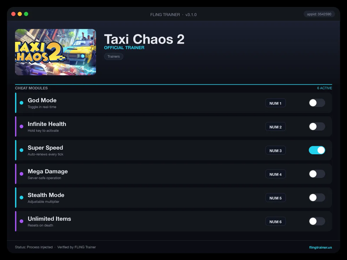 Taxi Chaos 2 Trainer interface