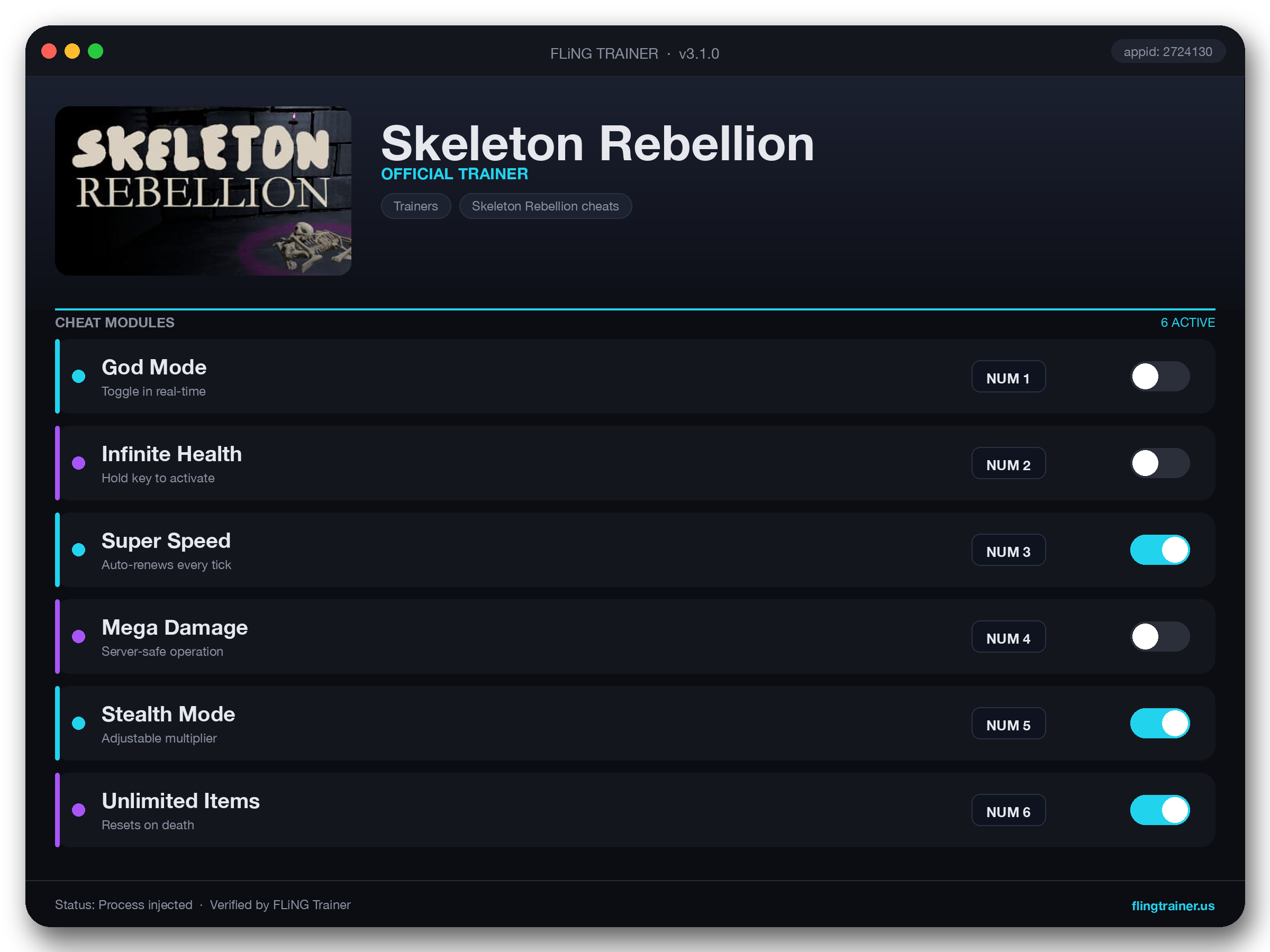 Skeleton Rebellion Trainer interface