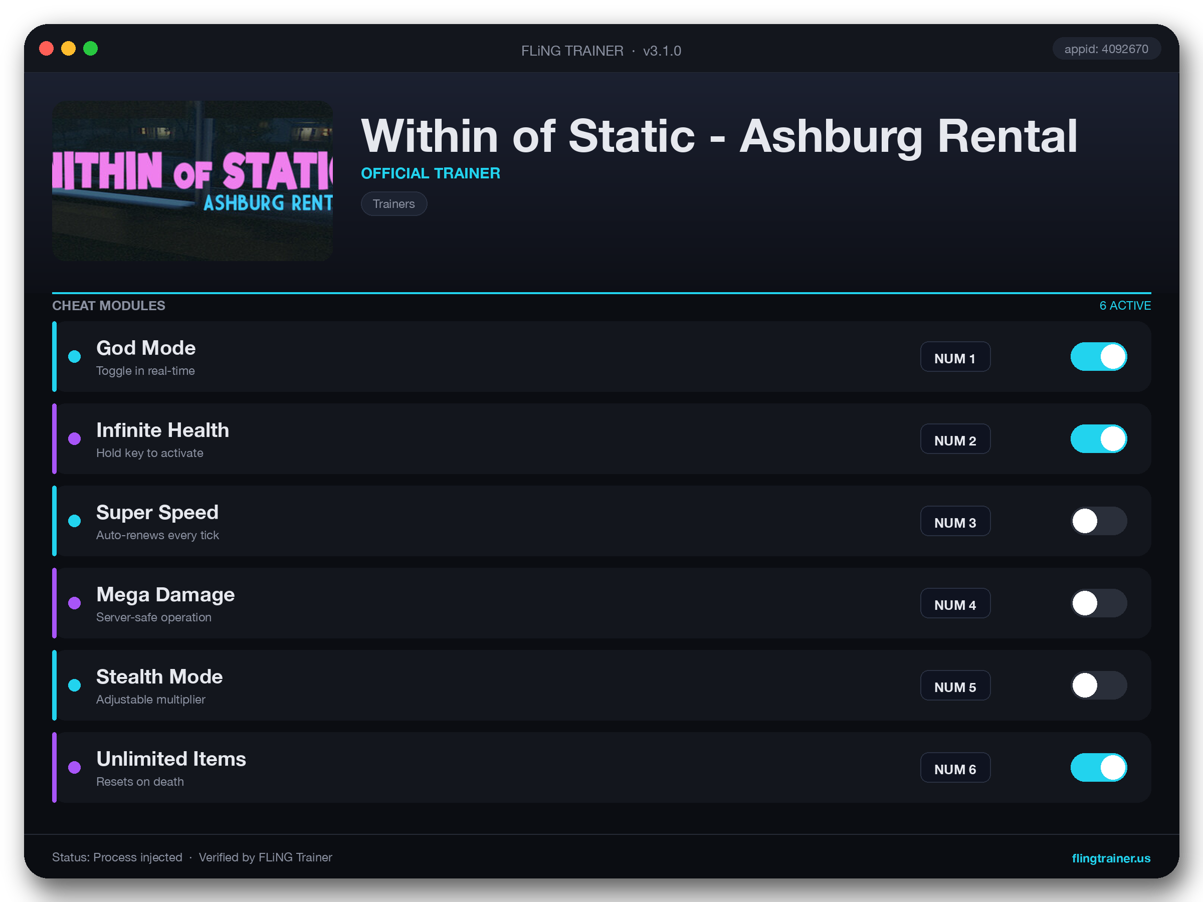 Within of Static - Ashburg Rental Trainer interface