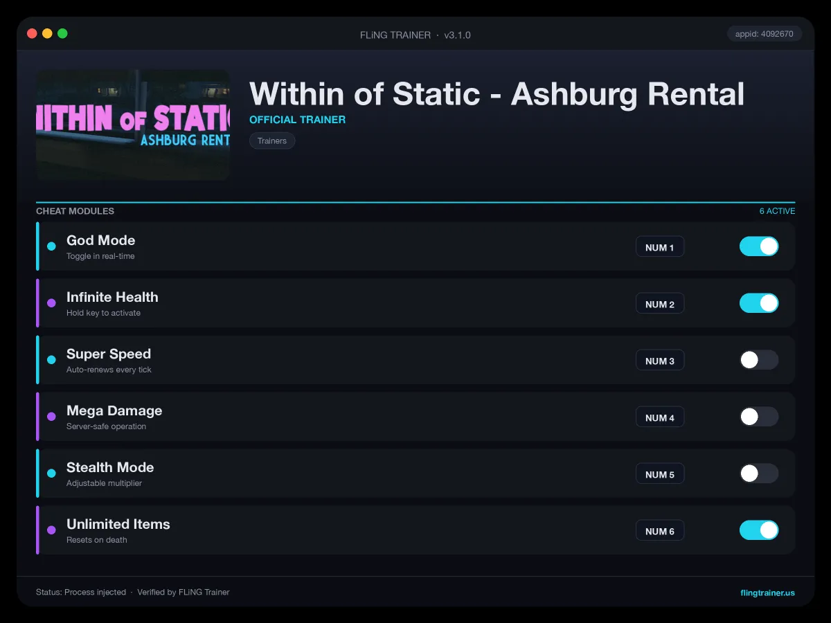 Within of Static - Ashburg Rental Trainer interface