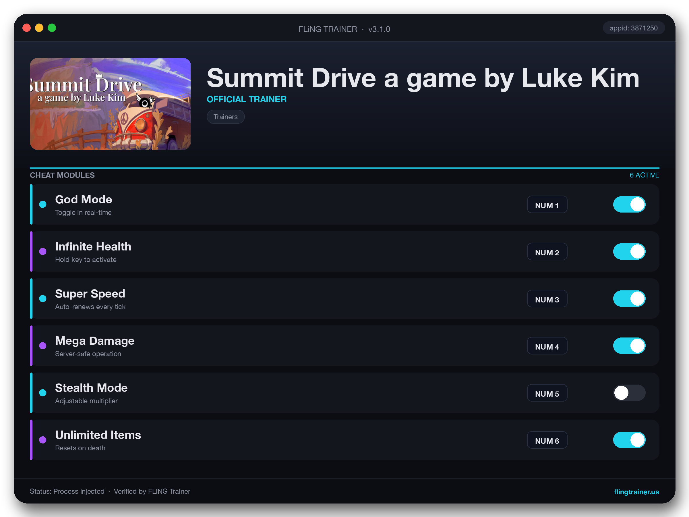 Summit Drive a game by Luke Kim Trainer interface