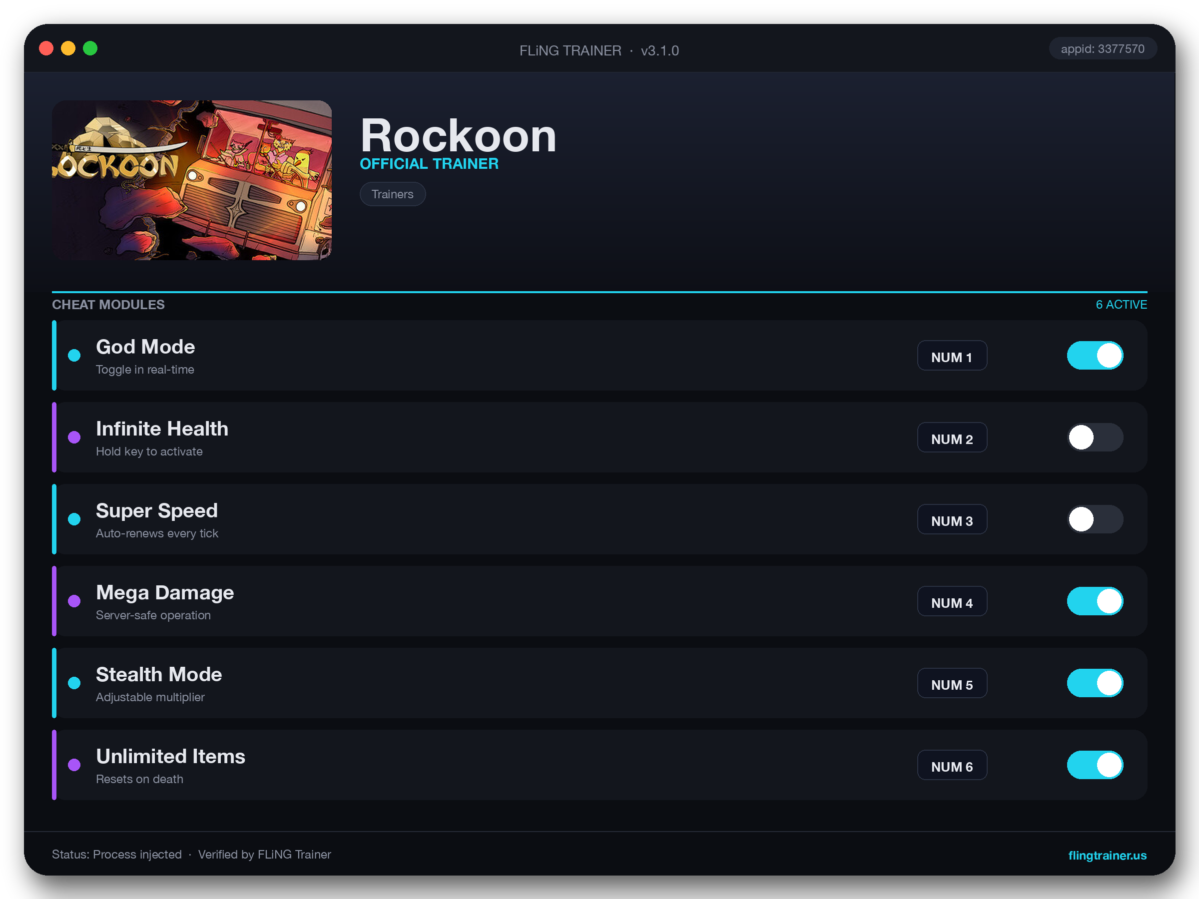 Rockoon Trainer interface