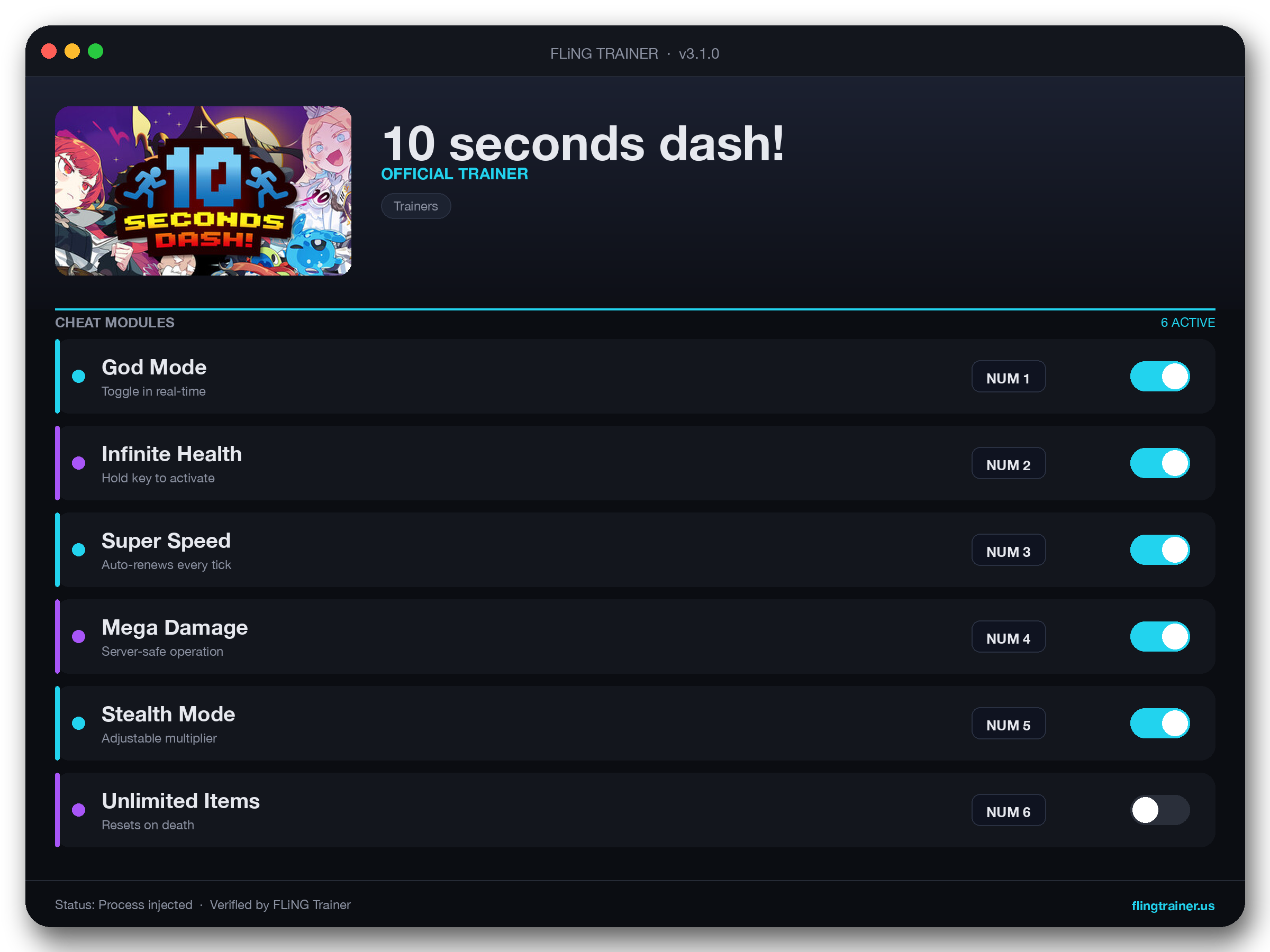 10 seconds dash! Trainer interface
