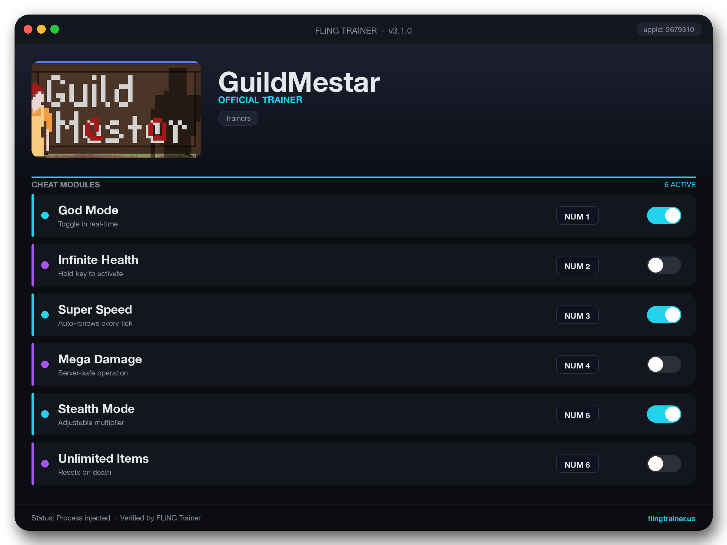GuildMestar Trainer interface