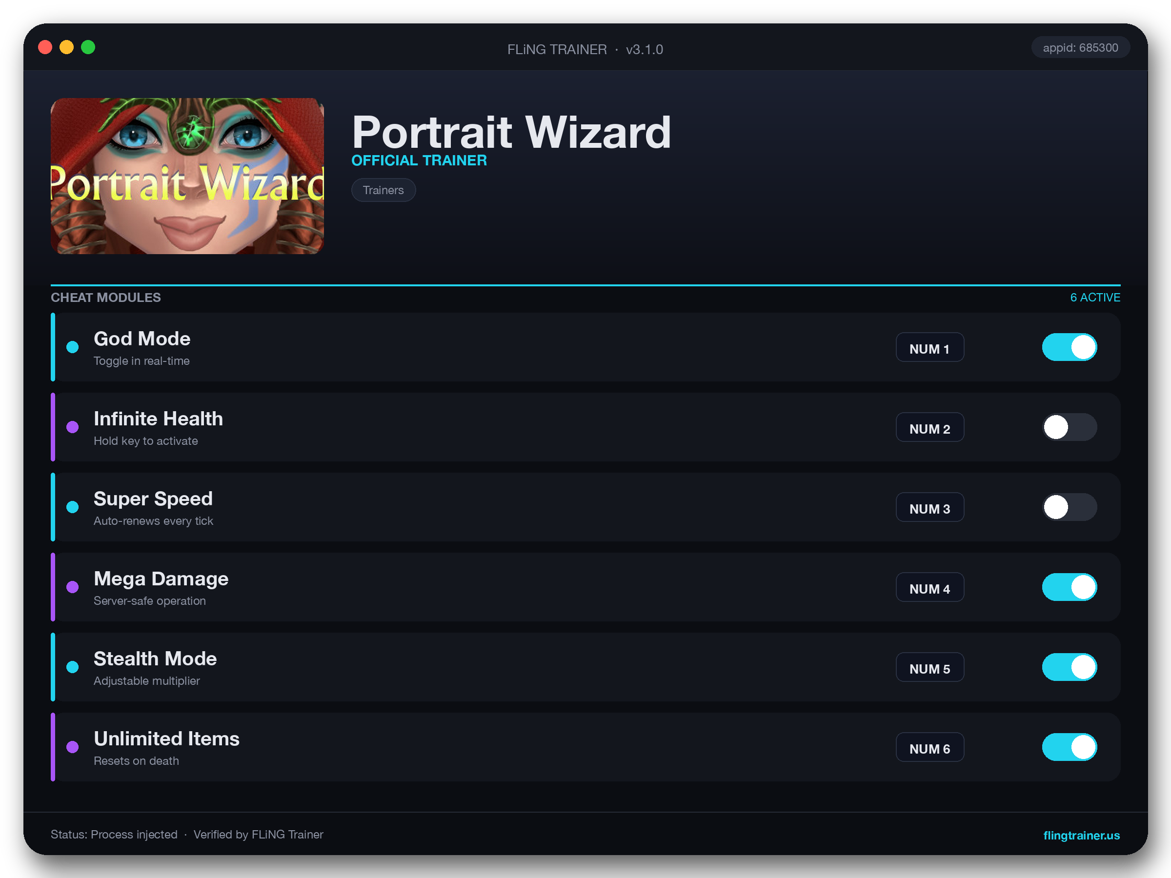 Portrait Wizard Trainer interface