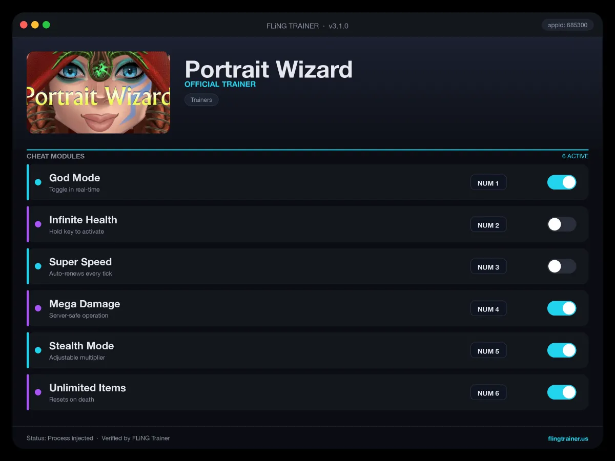 Portrait Wizard Trainer interface