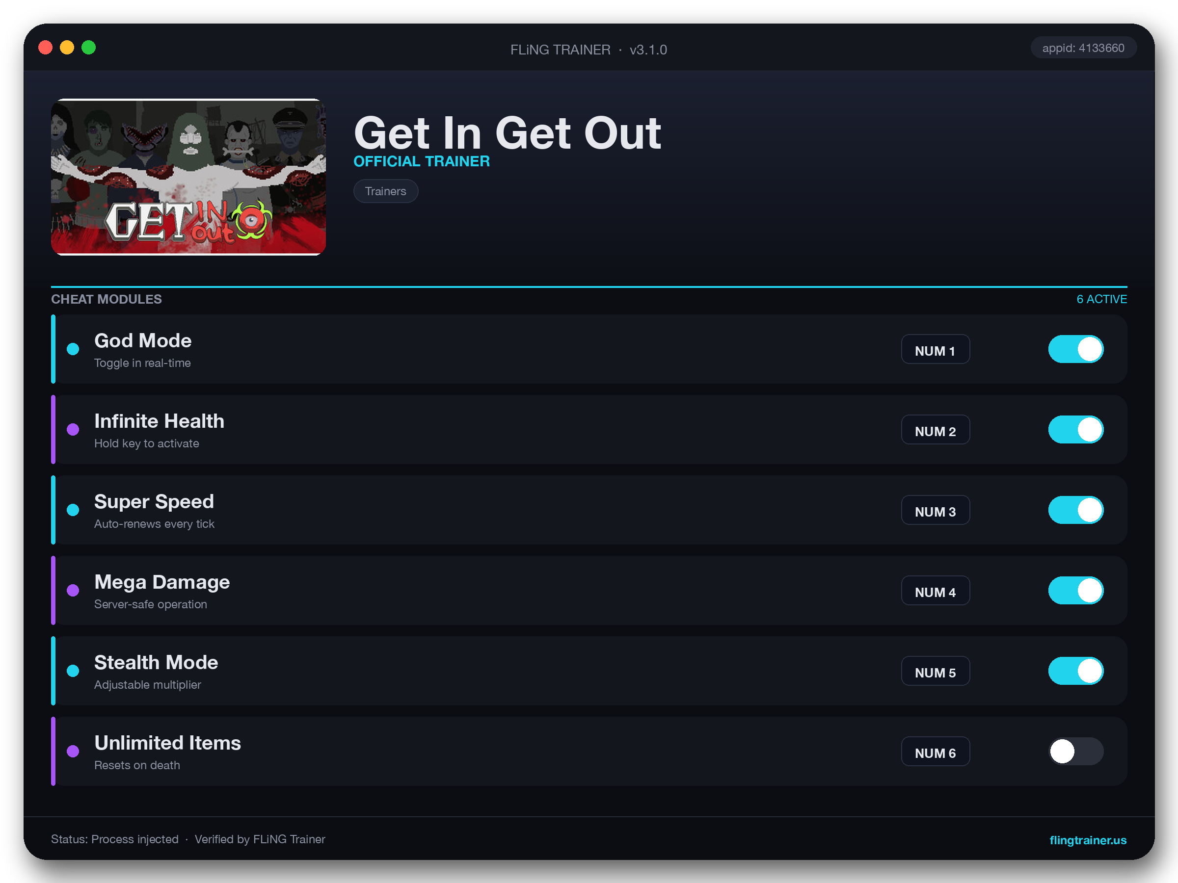 Get In Get Out Trainer interface