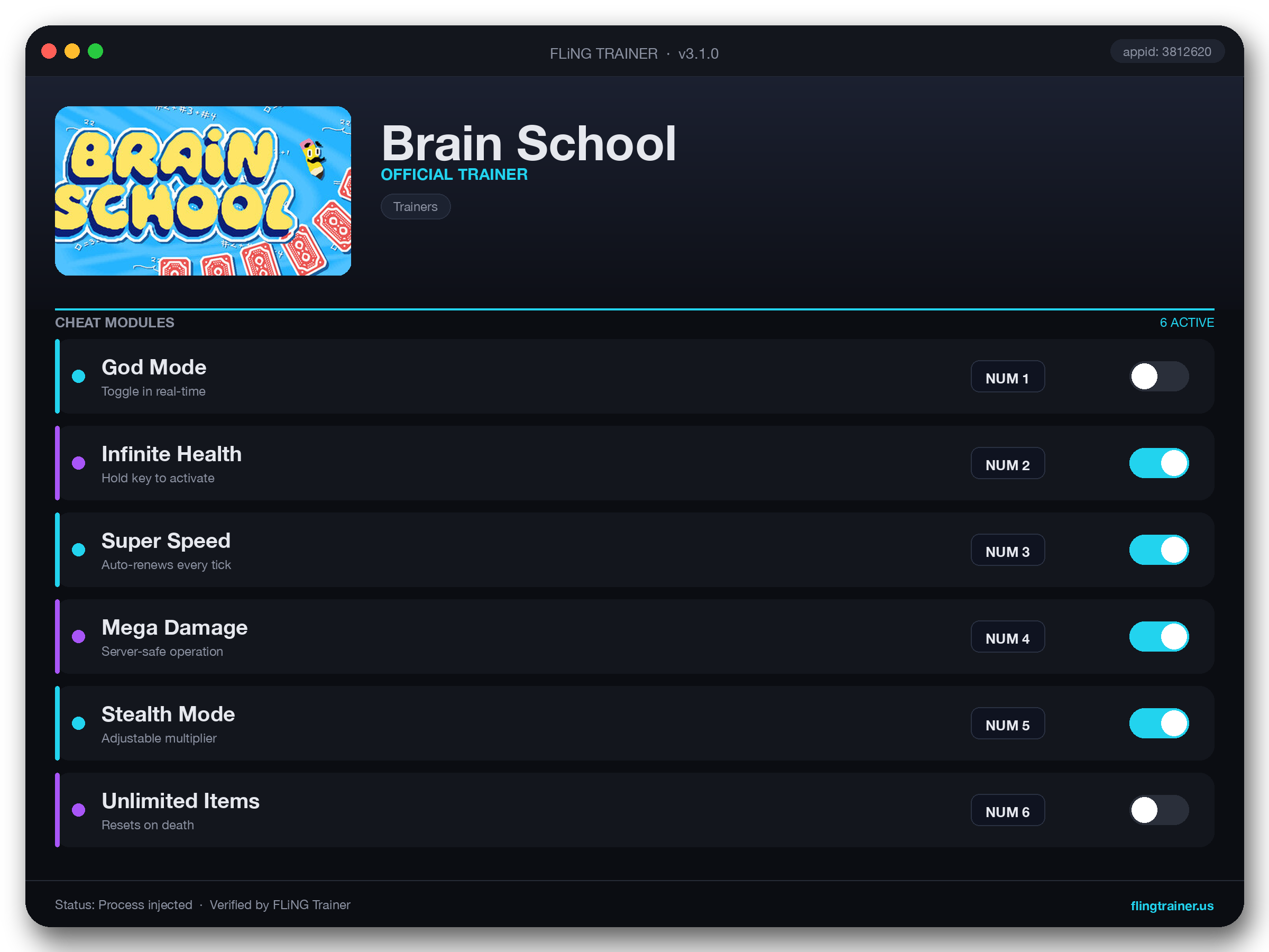 Brain School Trainer interface