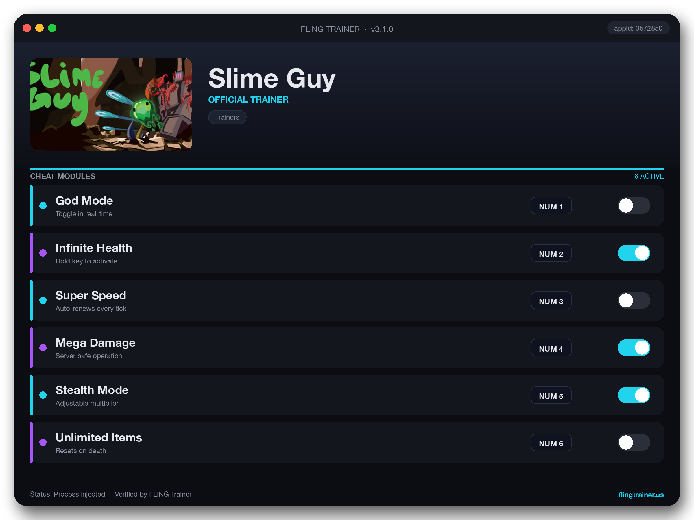 Slime Guy Trainer interface