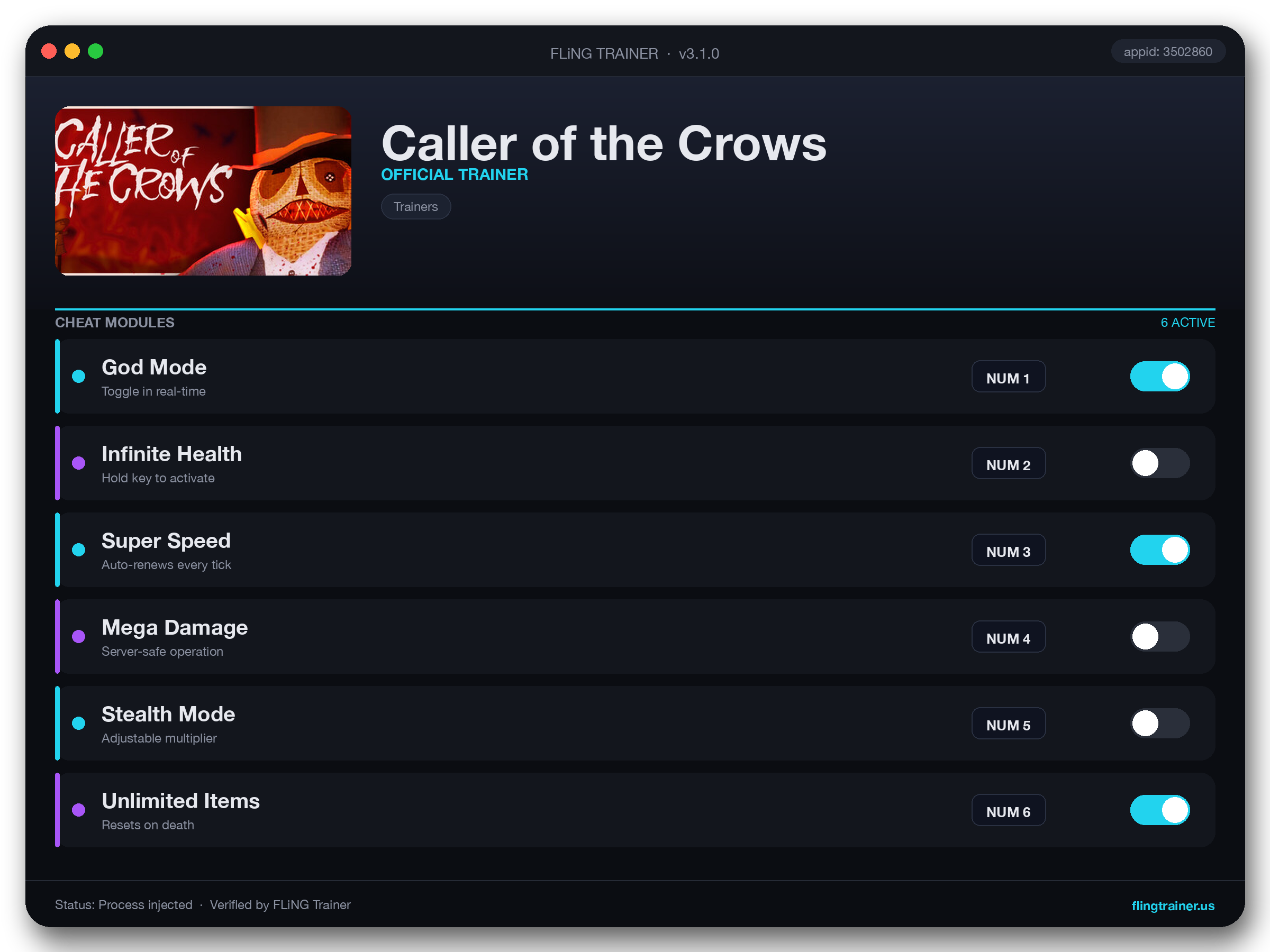 Caller of the Crows Trainer interface